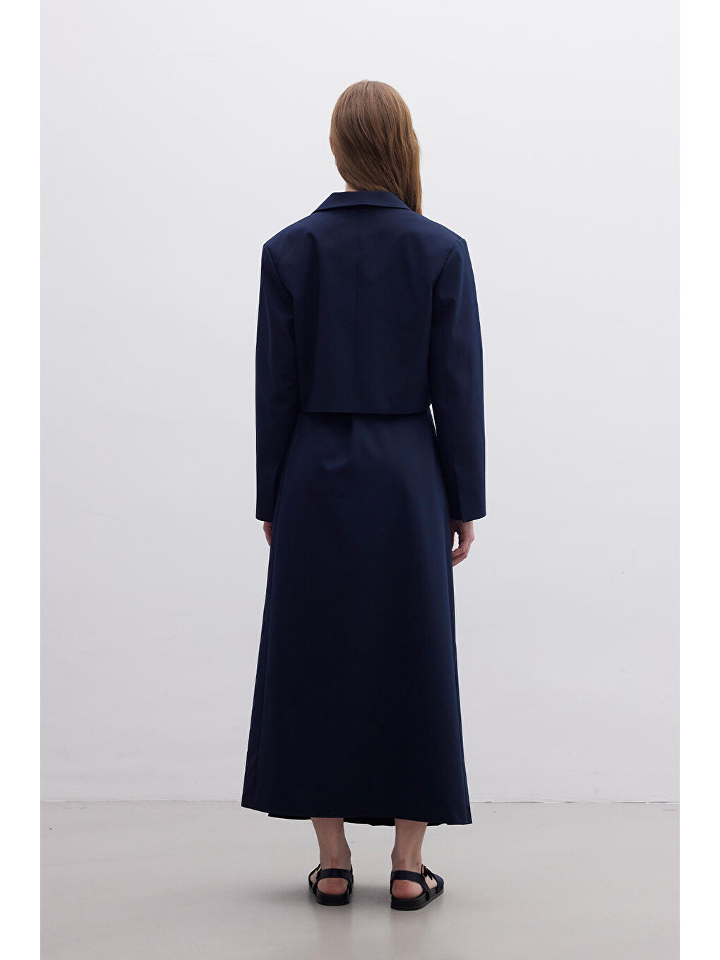 Pliseli Kruvaze Etek Lacivert-7