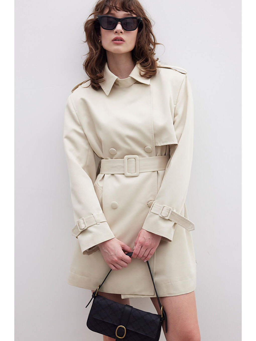 Chelsea Kruvaze Trençkot Bej-5