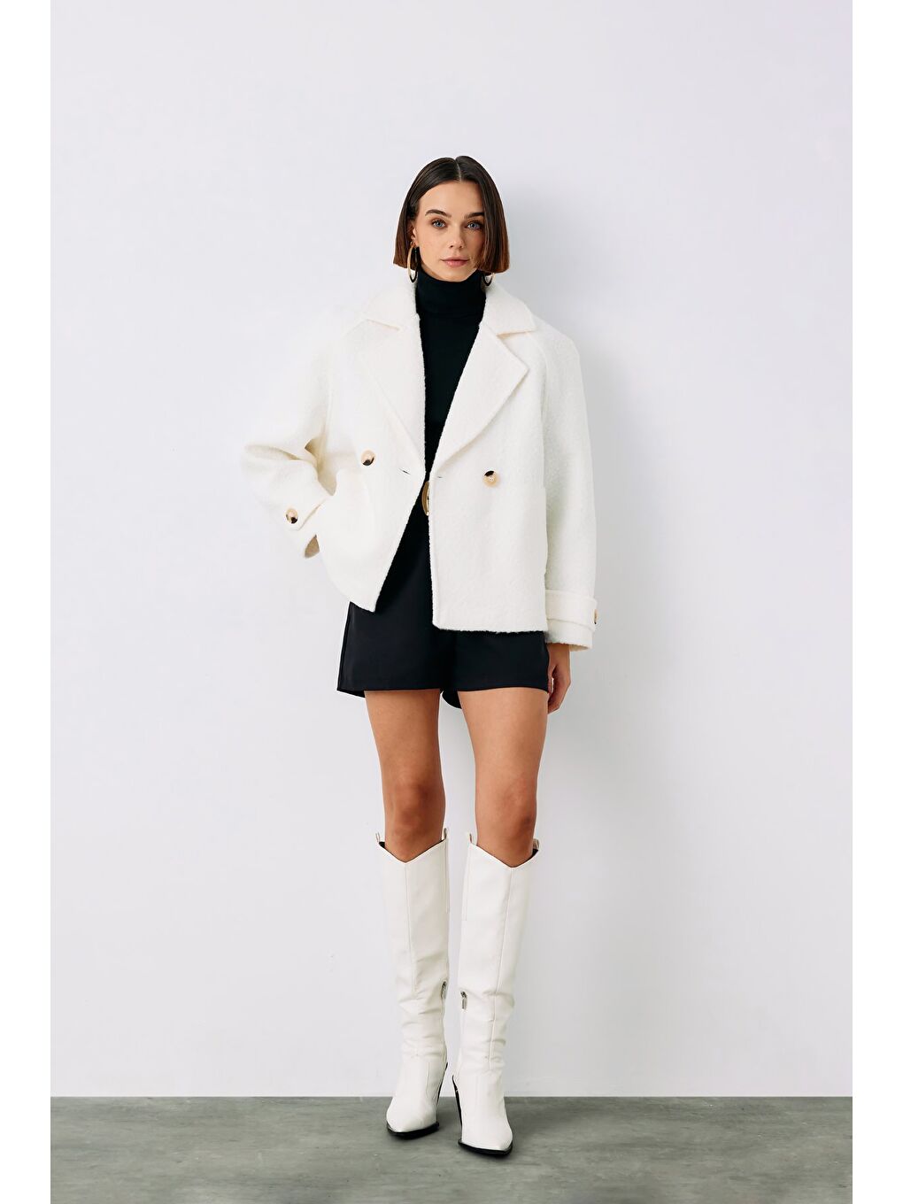 Buklet Kısa Kaban - Ekru