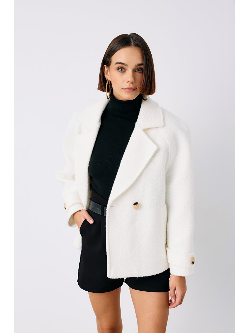 Buklet Kısa Kaban - Ekru-1