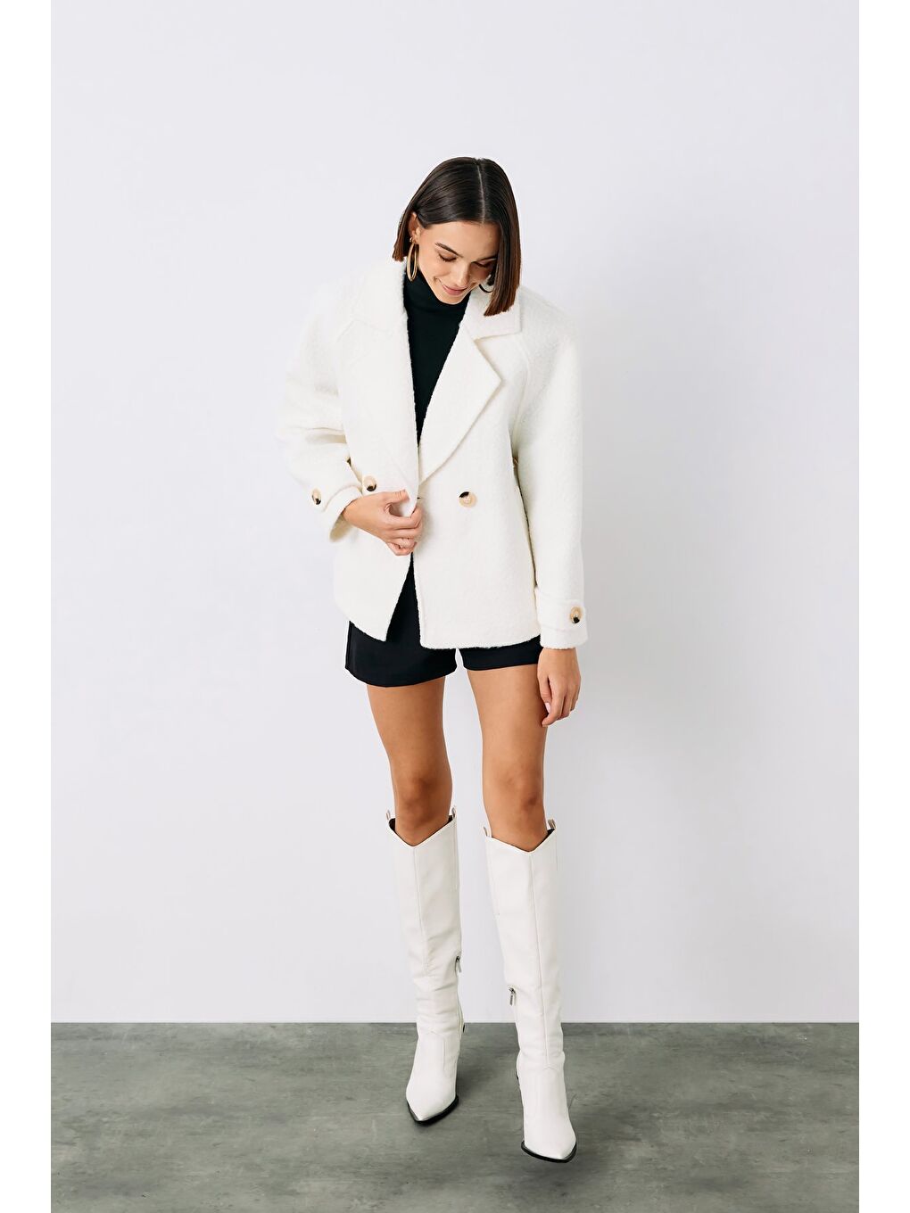 Buklet Kısa Kaban - Ekru-3