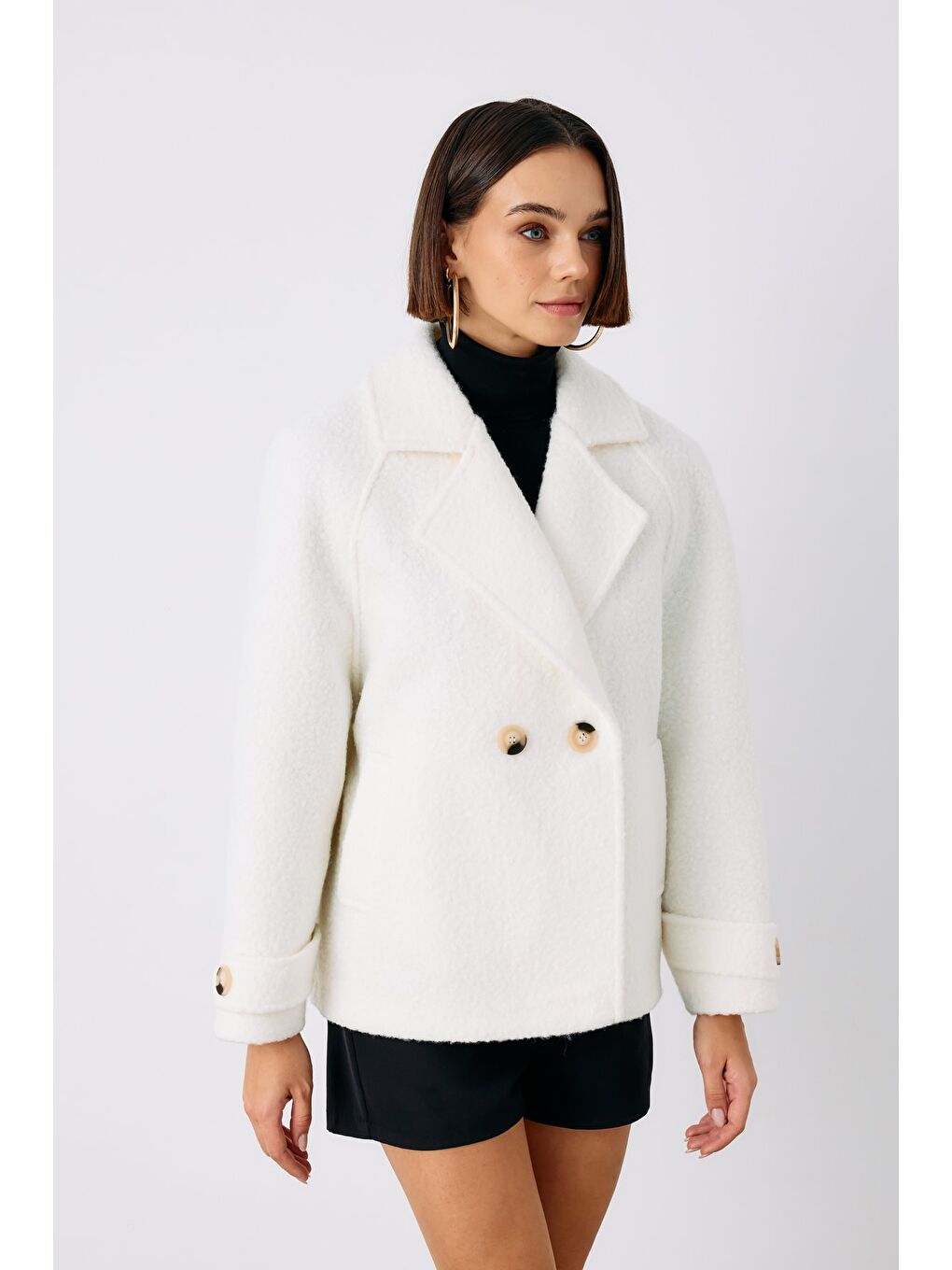 Buklet Kısa Kaban - Ekru-4