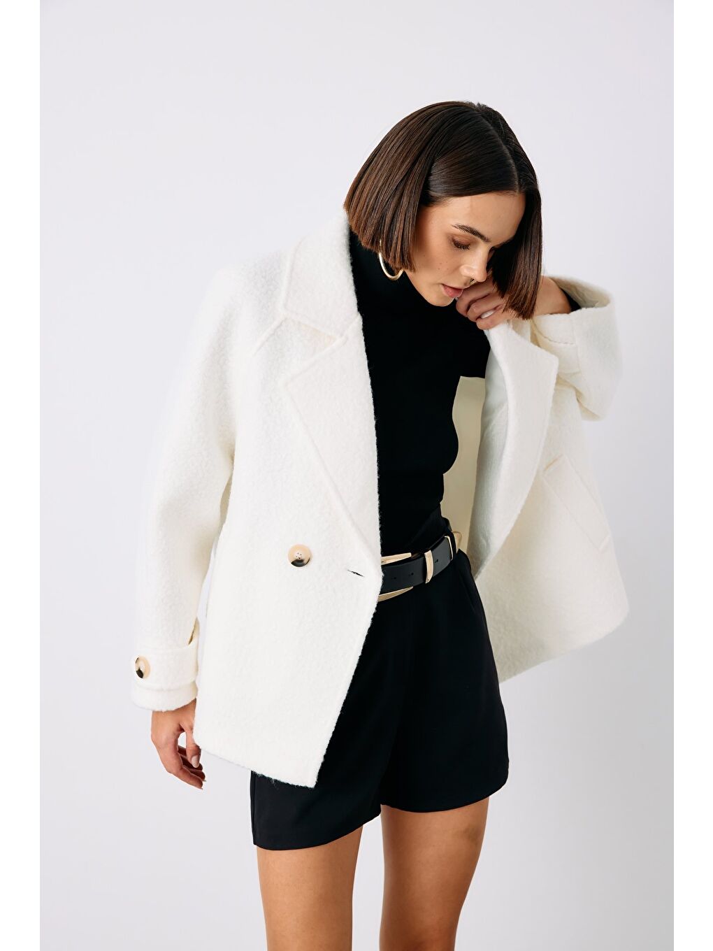 Buklet Kısa Kaban - Ekru-6