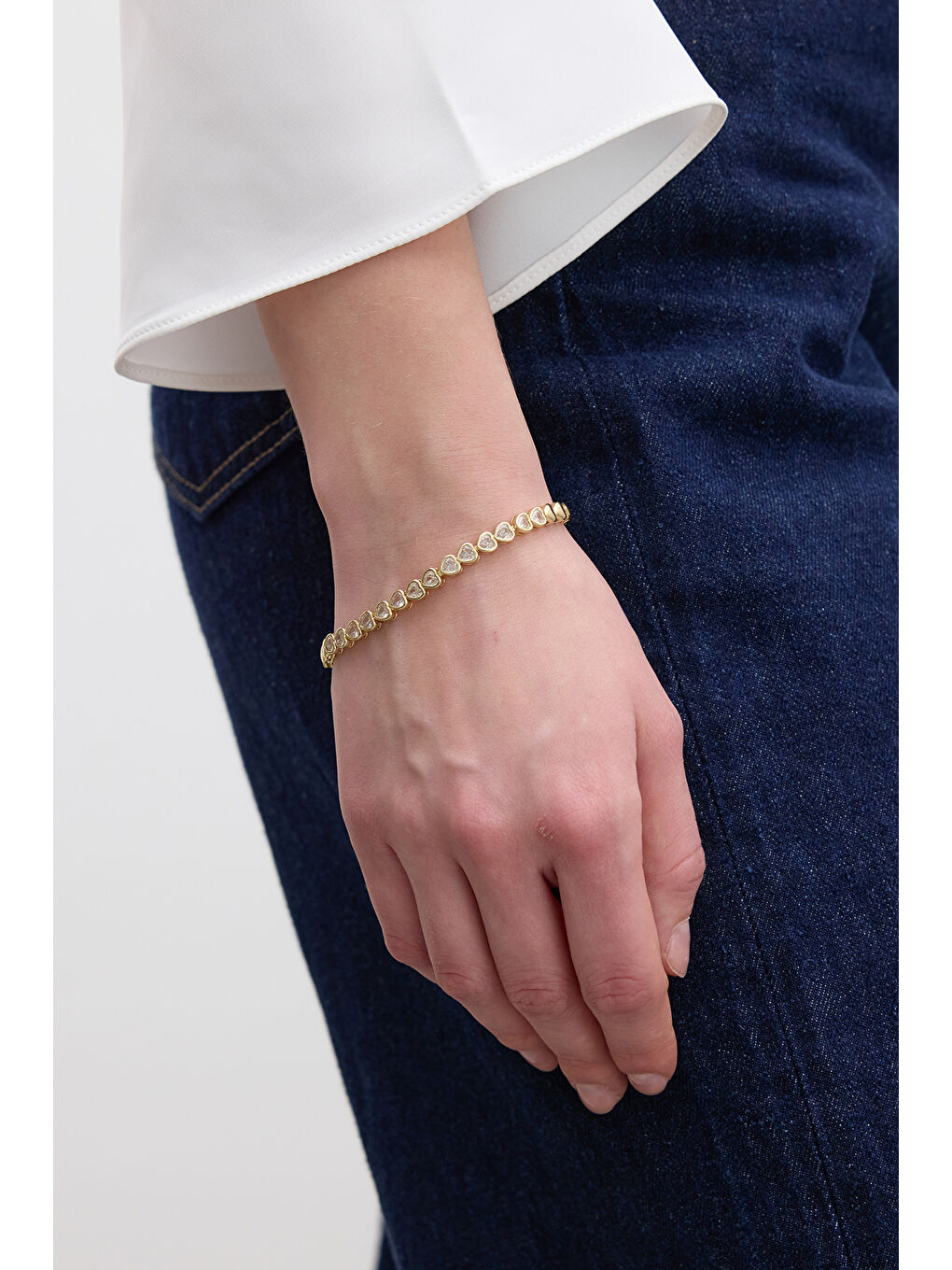 Kalp Taşlı Bileklik Açık Sarı