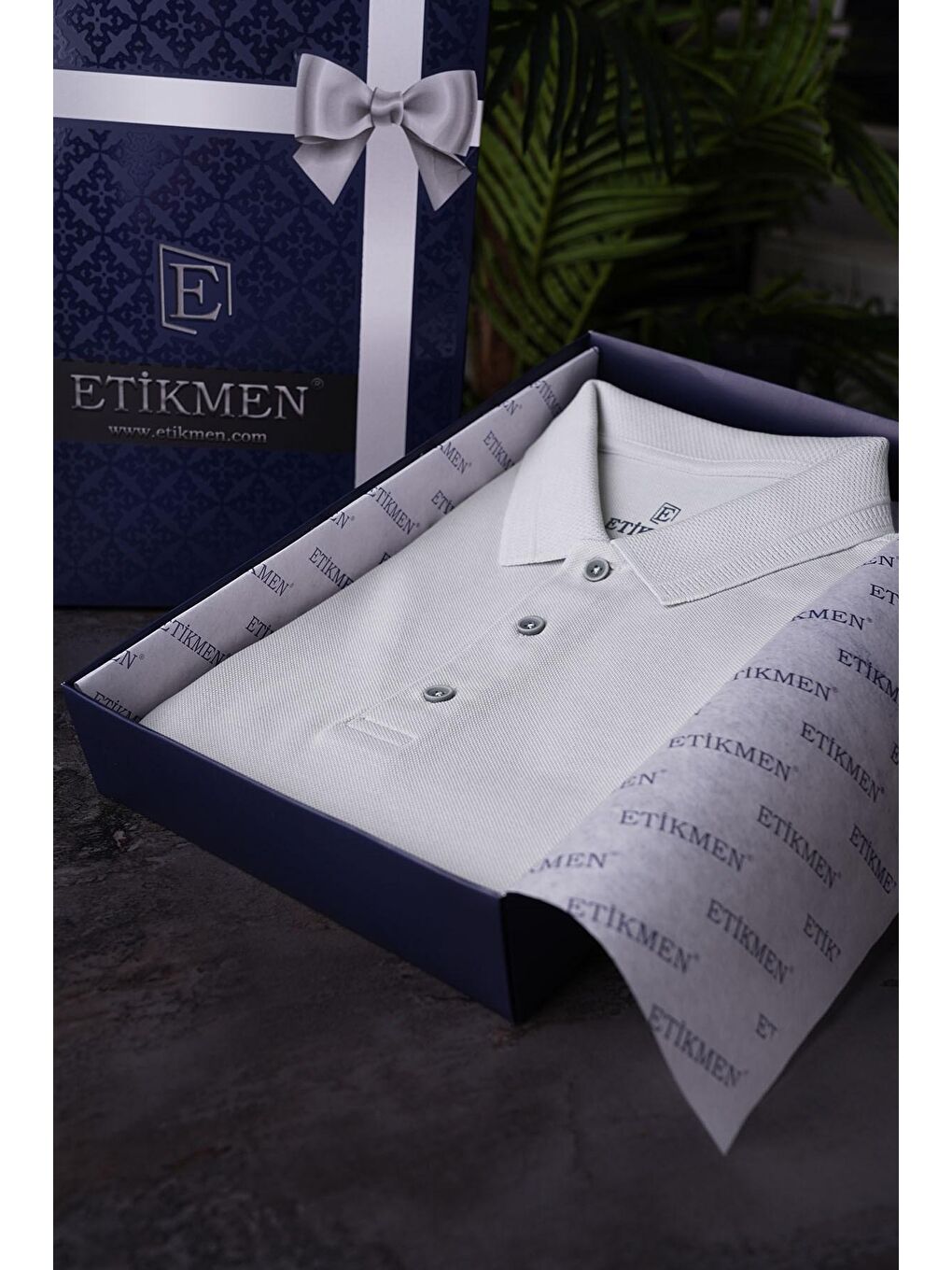 Taş Gri Yaka Desenli Erkek Polo Yaka %100 Pamuk Tişört-3