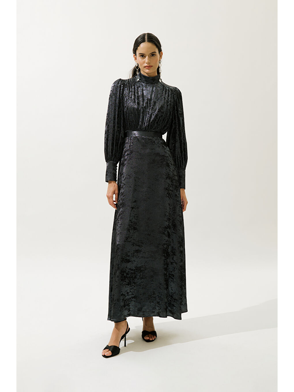 Işıltılı Abiye Elbise Gece Mavisi-2