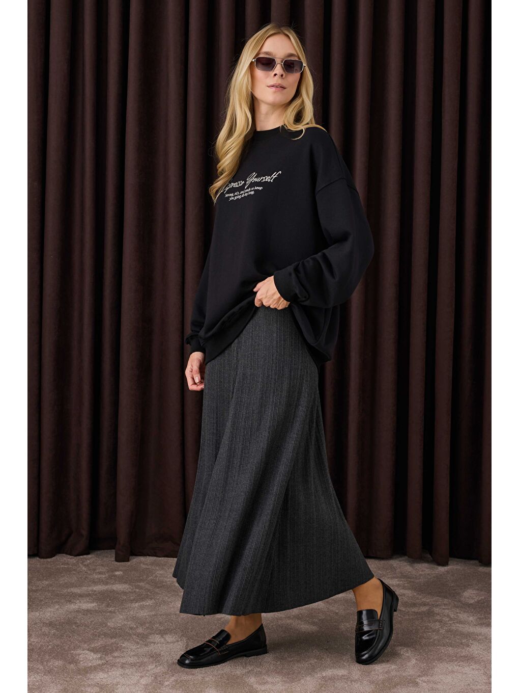 Fitilli Triko Etek Antrasit