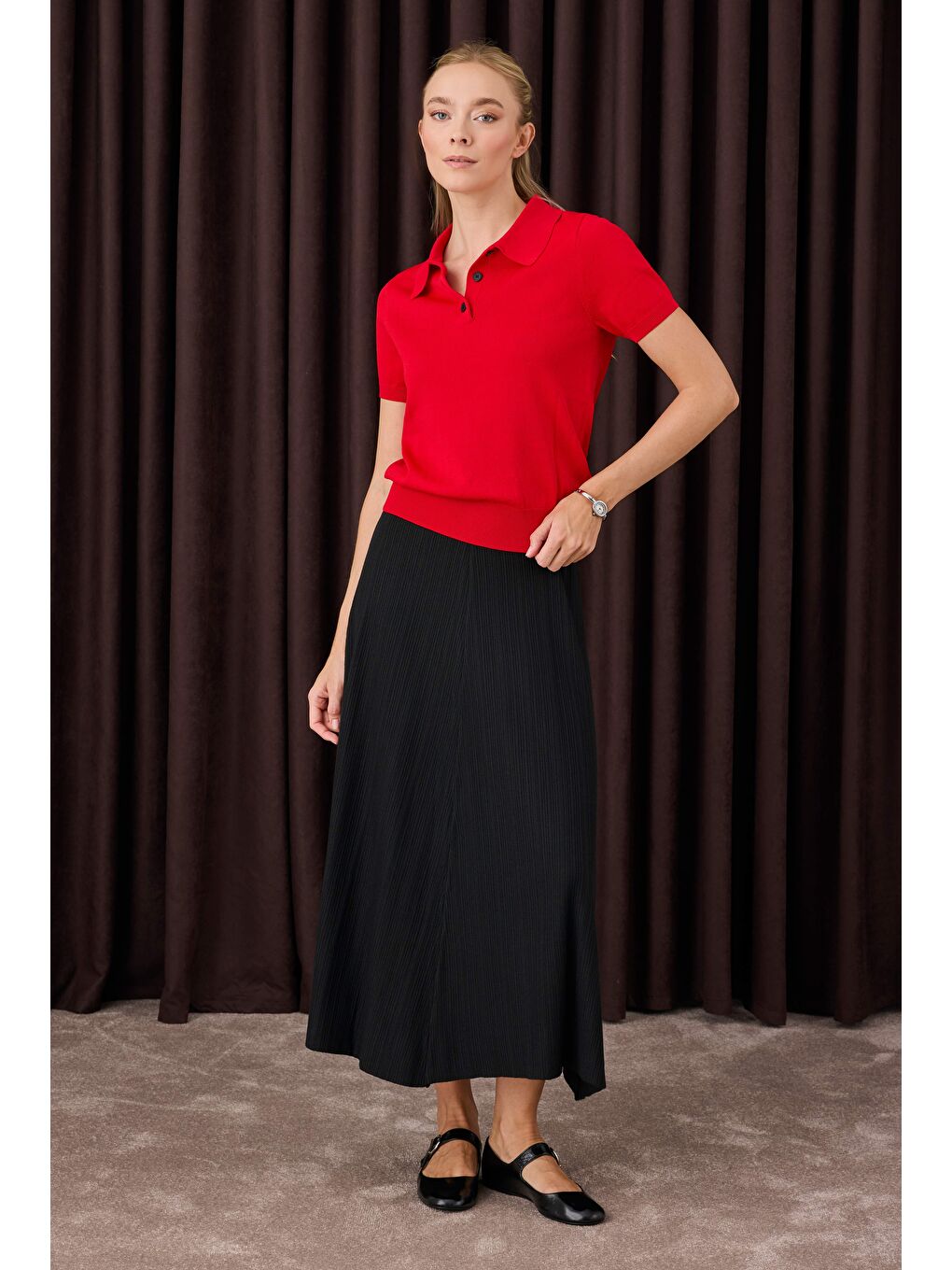 Fitilli Triko Etek Siyah