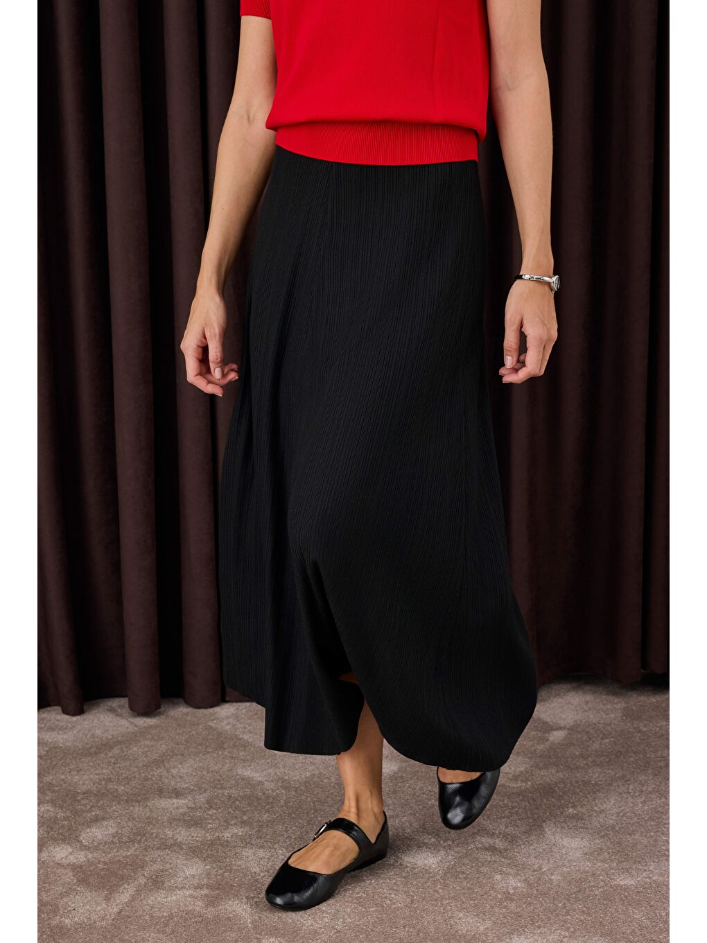 Fitilli Triko Etek Siyah-4