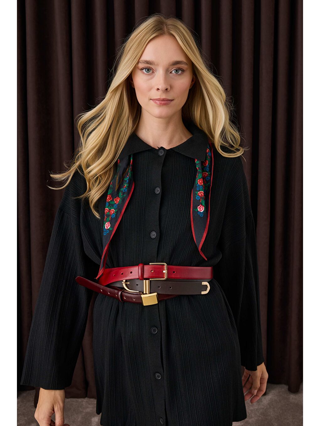 Fitilli Triko Hırka Siyah-2