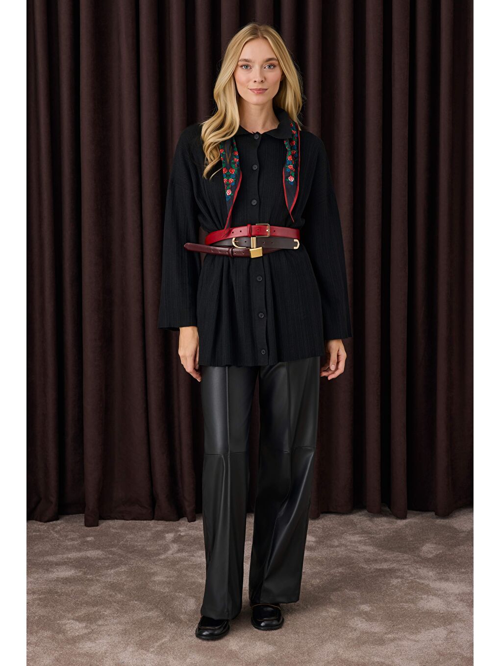 Fitilli Triko Hırka Siyah-3