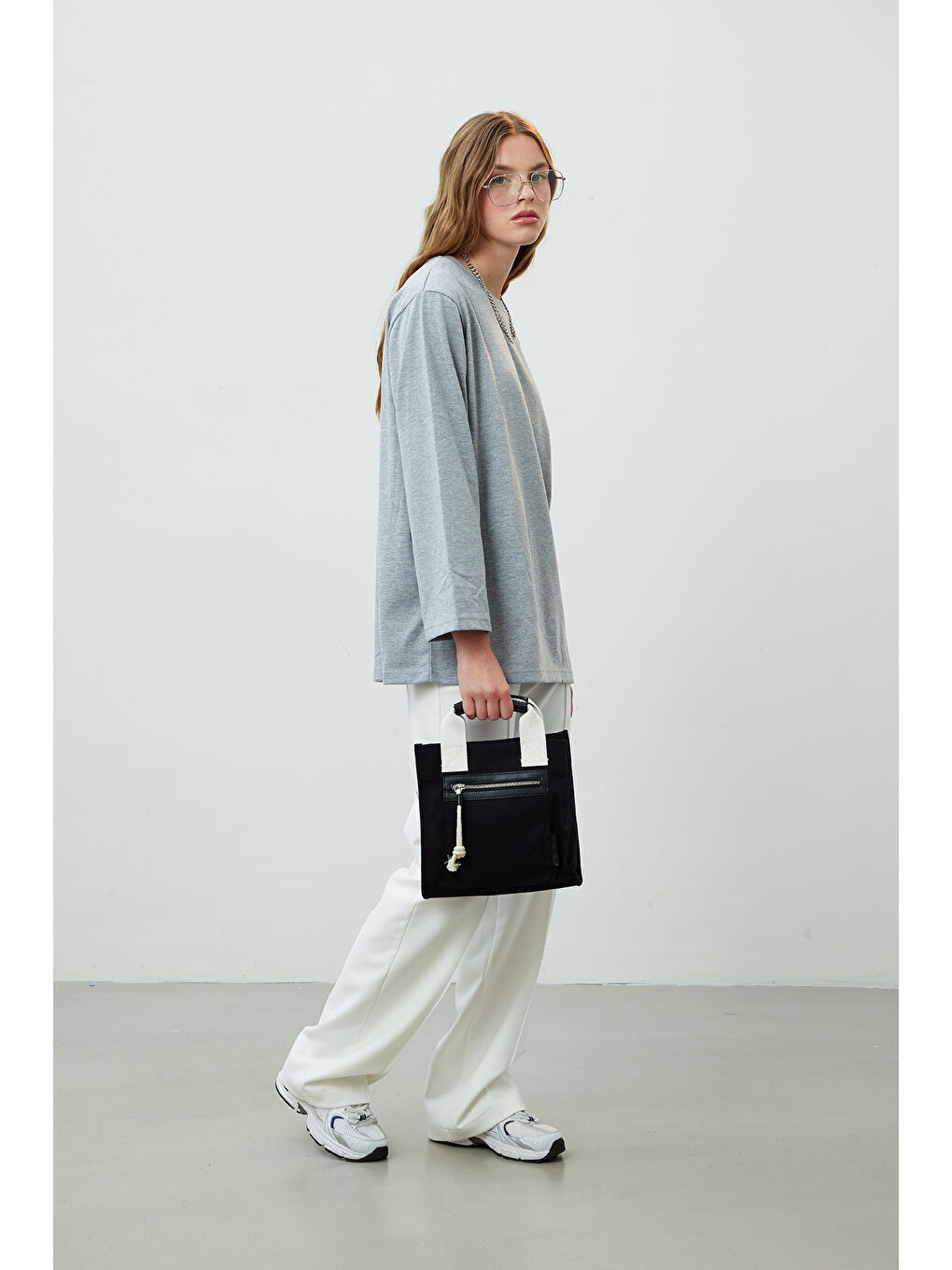 Deri Detaylı Tote Bag Siyah-1