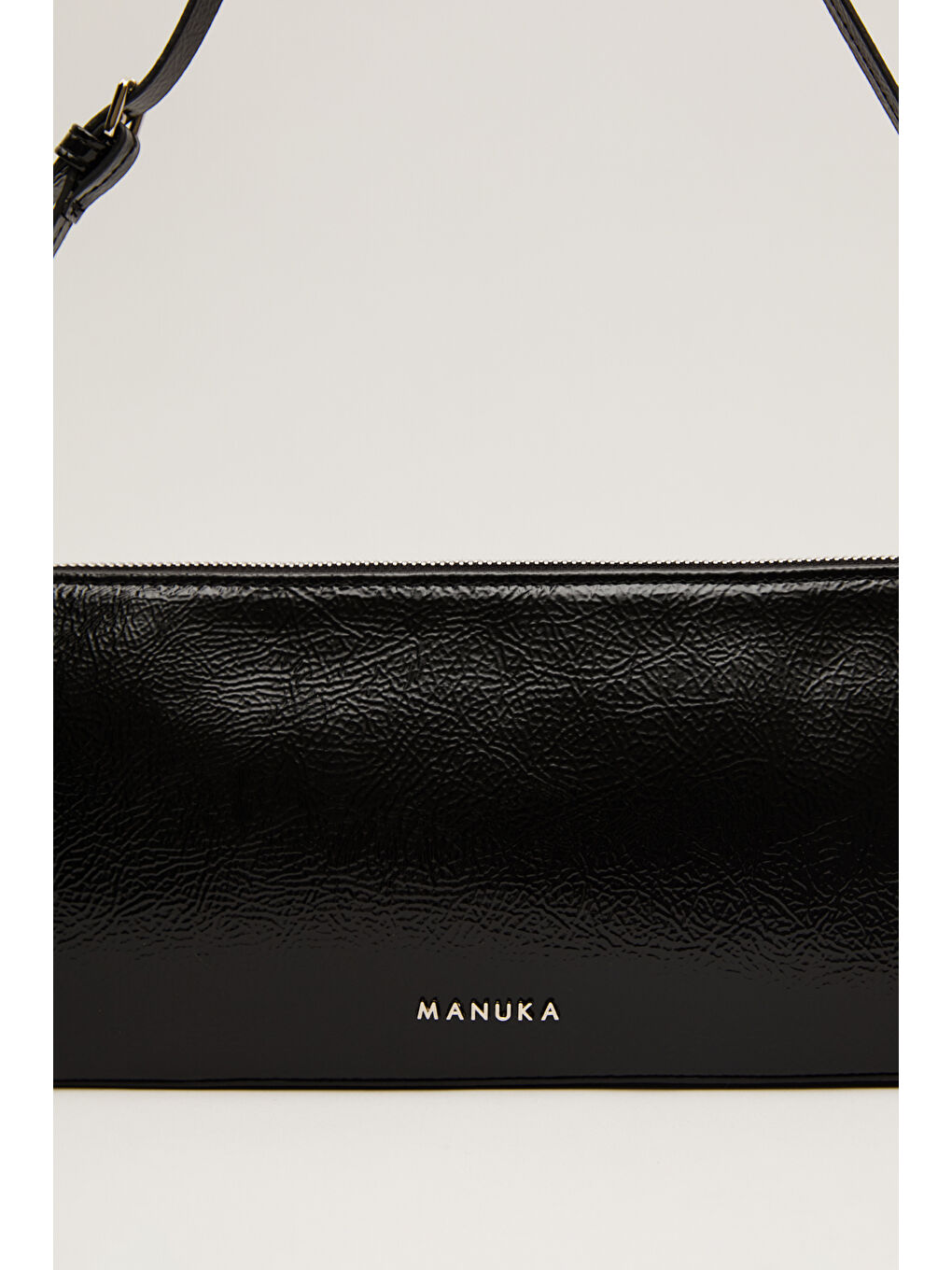 İnce Askılı Rugan Çanta Siyah-4