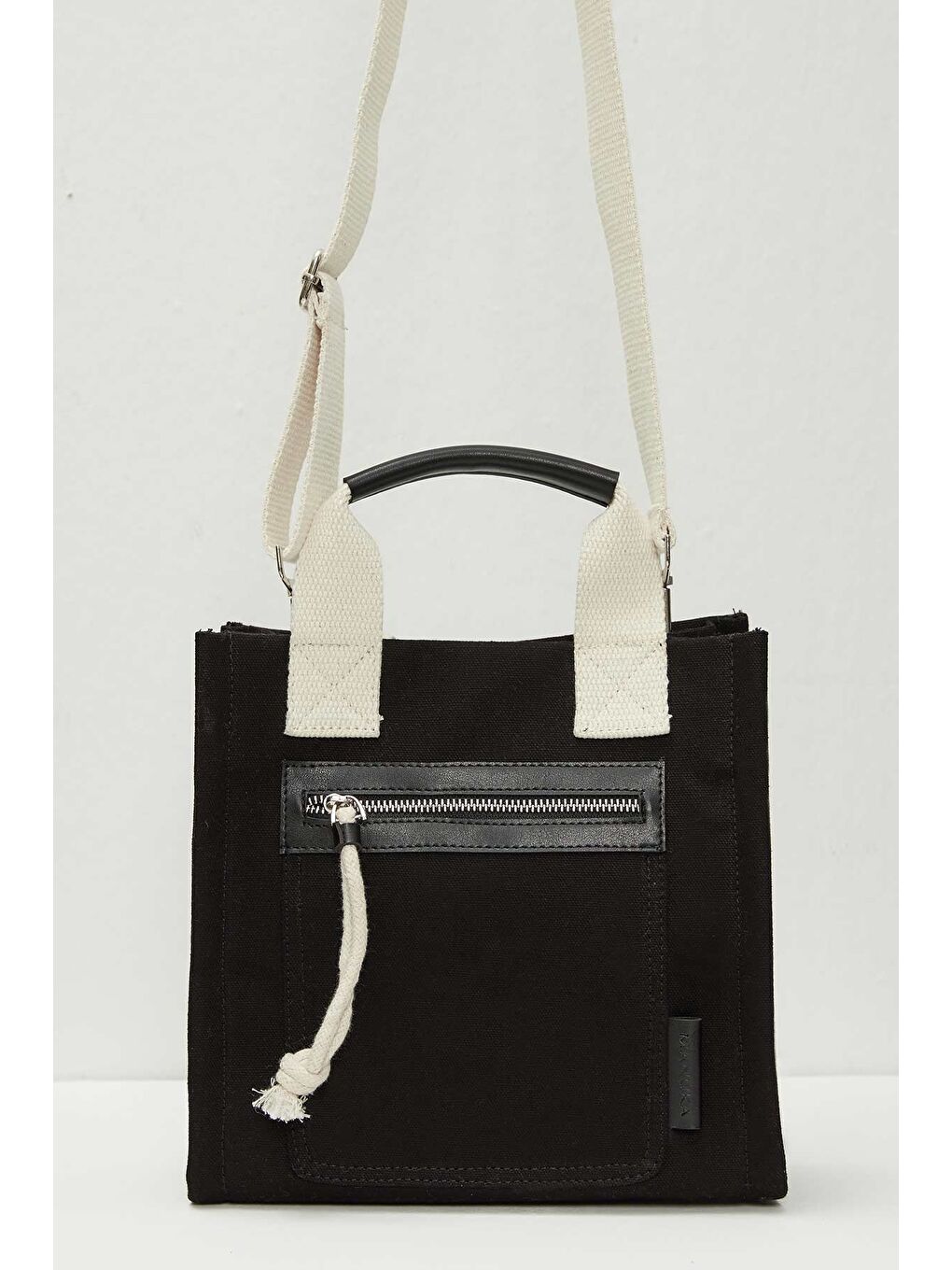 Deri Detaylı Tote Bag Siyah-2