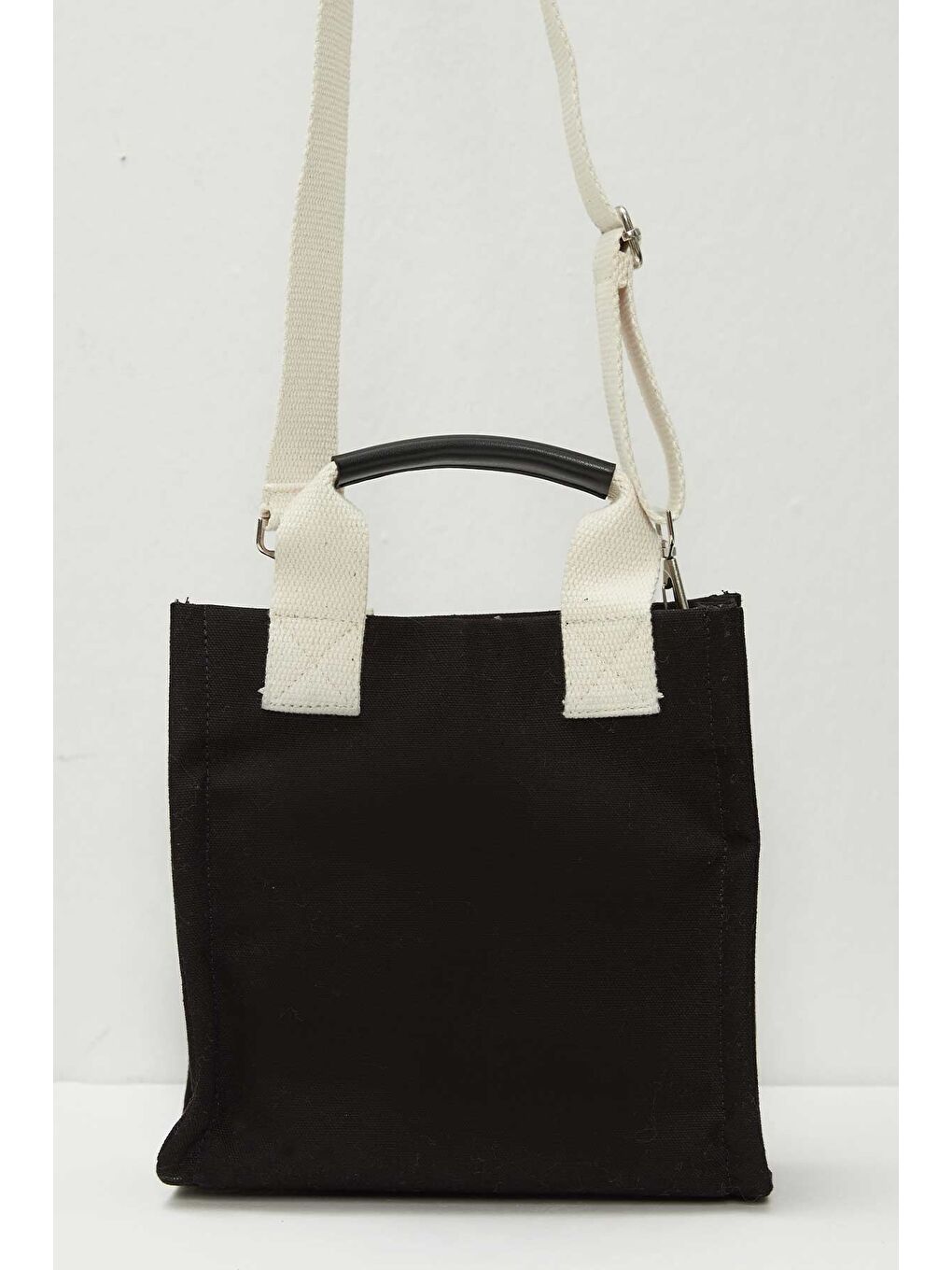 Deri Detaylı Tote Bag Siyah-3