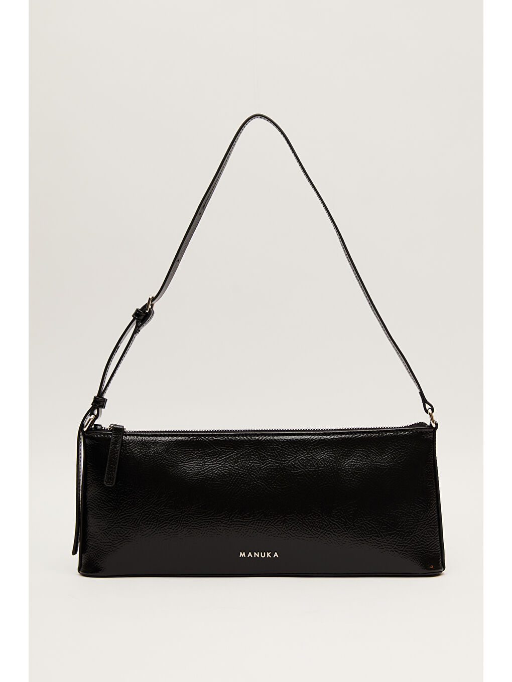 İnce Askılı Rugan Çanta Siyah-6