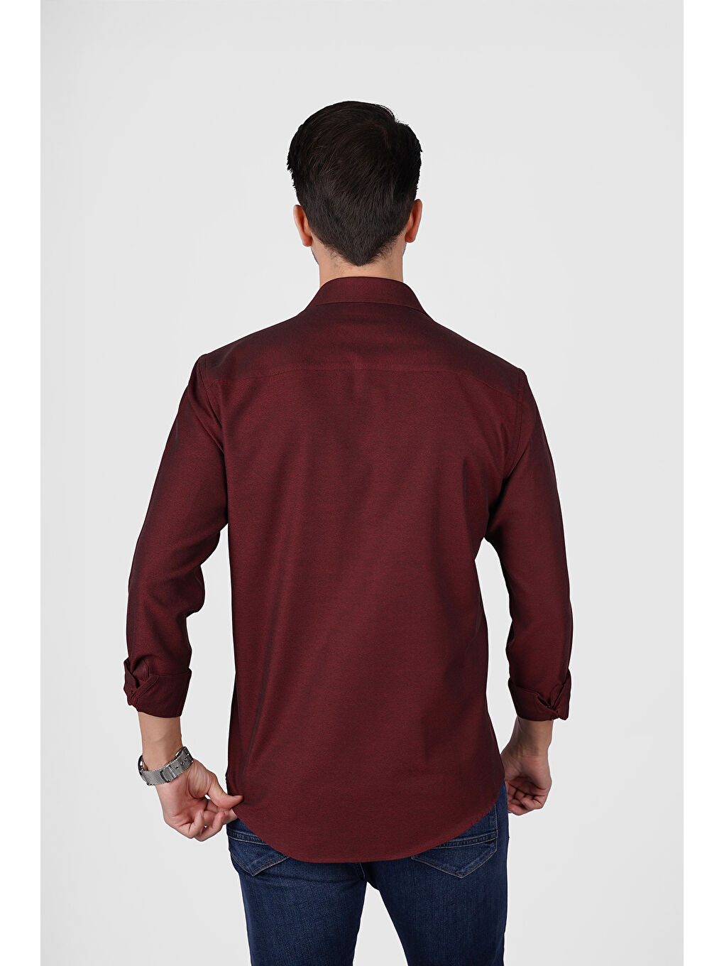 Kraliyet Bordo Slimfit Erkek Gömlek-5