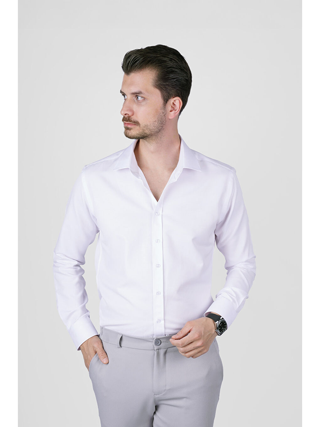 Optik Beyaz Slimfit Erkek Gömlek