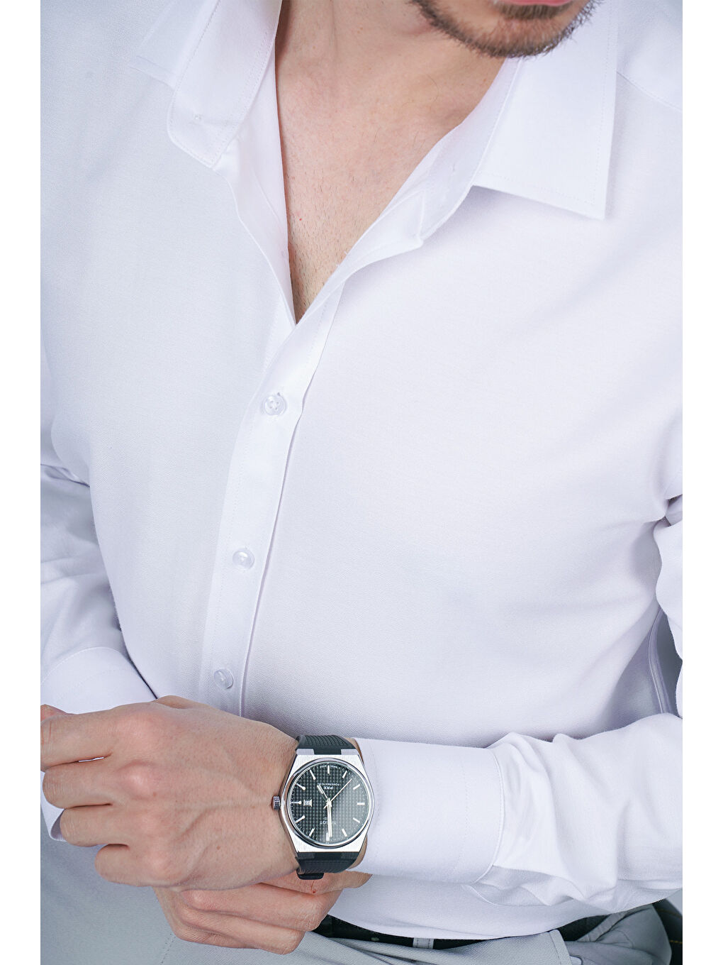 Optik Beyaz Slimfit Erkek Gömlek-2