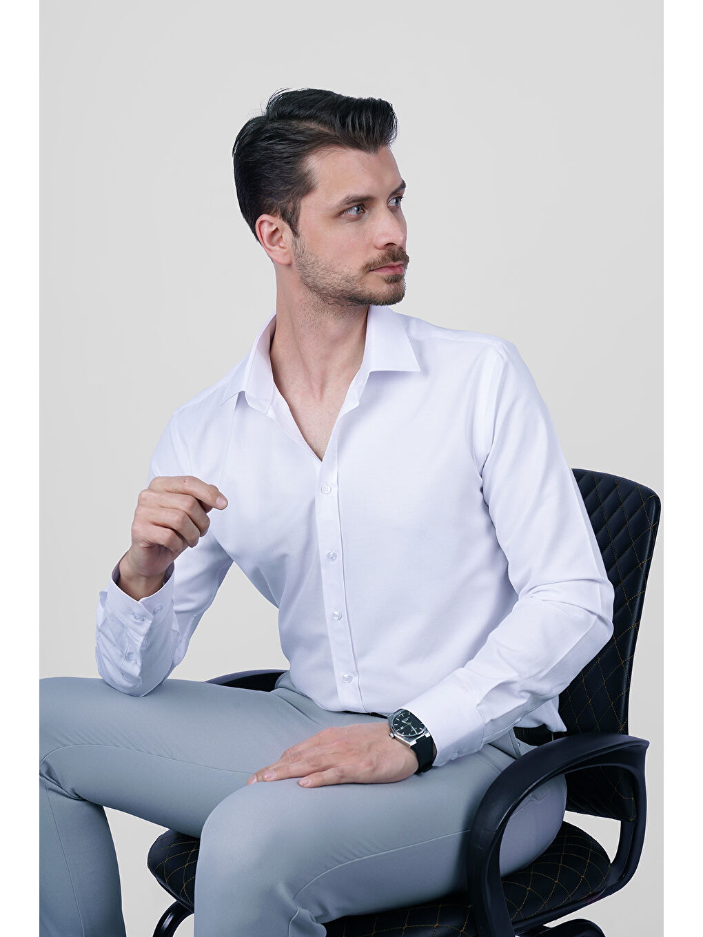 Optik Beyaz Slimfit Erkek Gömlek-3