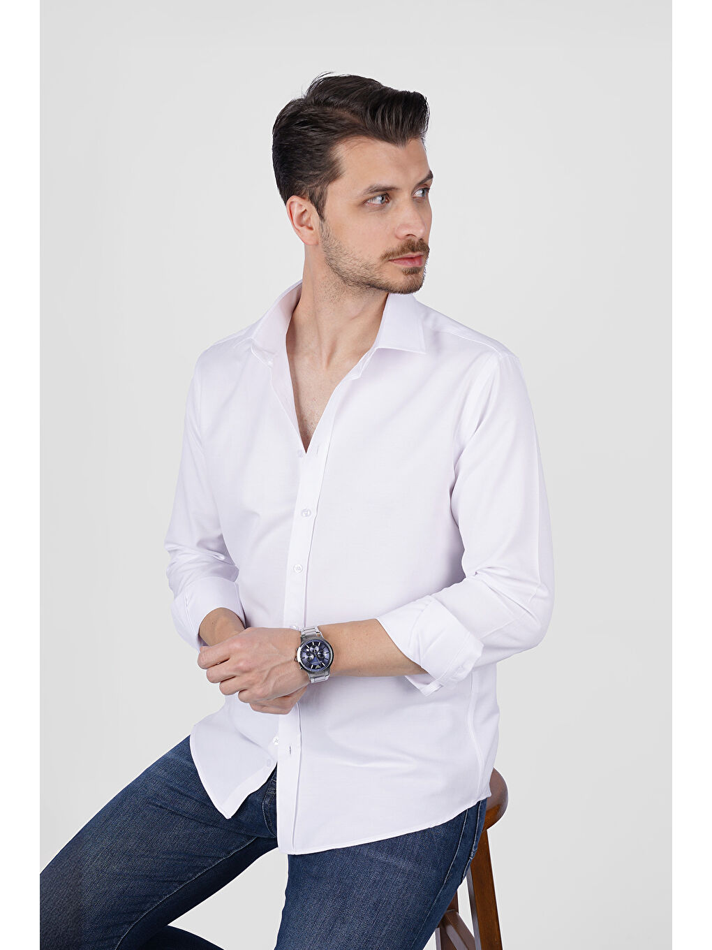 Optik Beyaz Slimfit Erkek Gömlek-4