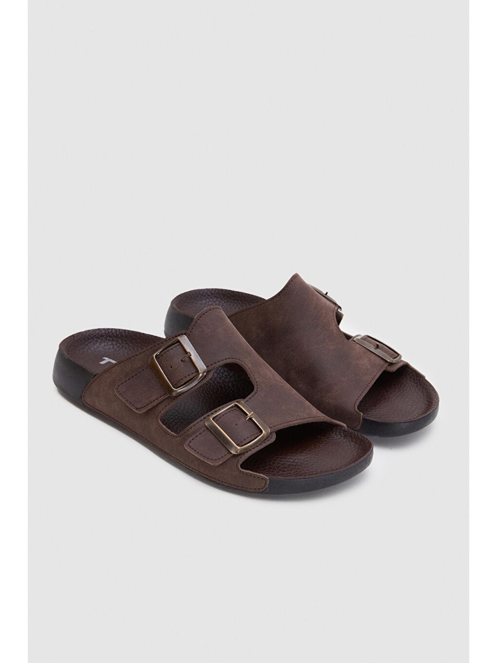 Twn Kahverengi Çift Tokalı Terlik