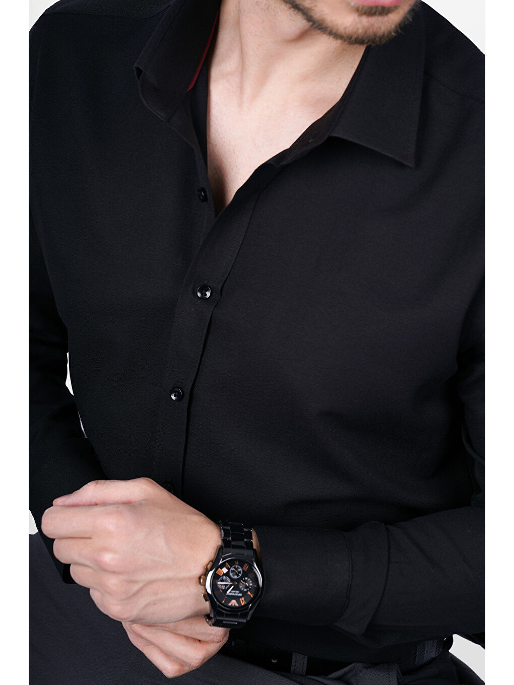 Optik Siyah Slimfit Erkek Gömlek-2