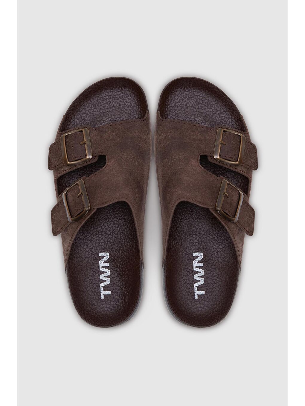 Twn Kahverengi Çift Tokalı Terlik-2