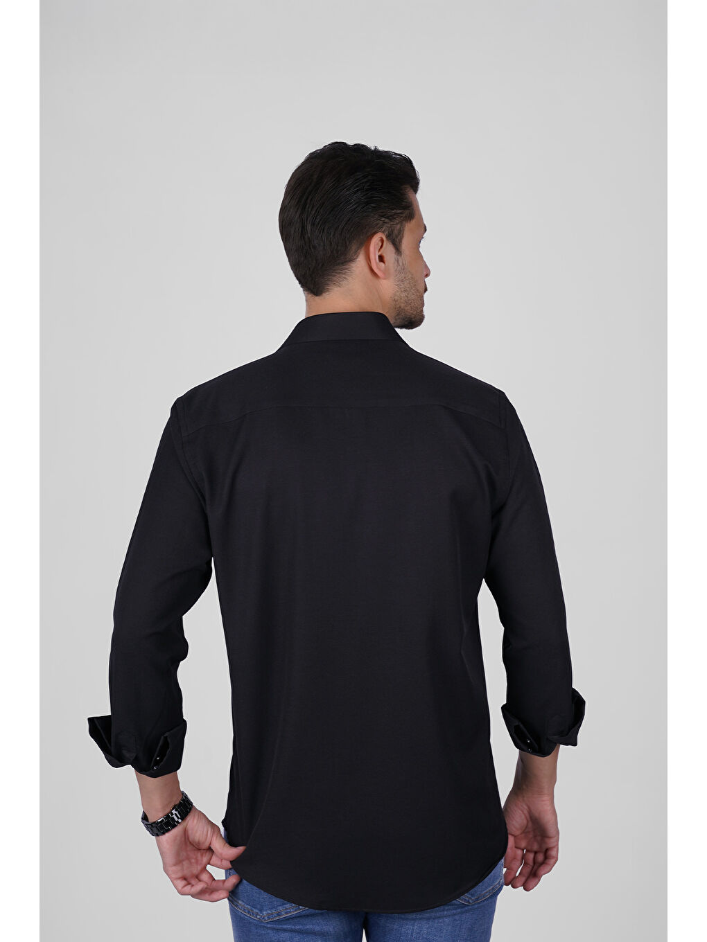 Optik Siyah Slimfit Erkek Gömlek-5