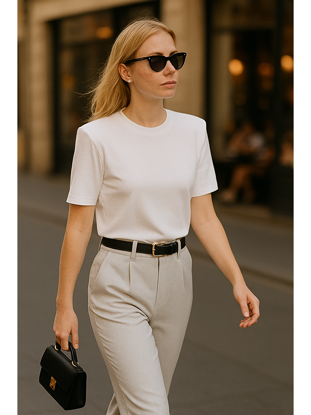 Beyaz %100 Pamuk Vatkalı Oversize Kadın T-shirt Mg2442