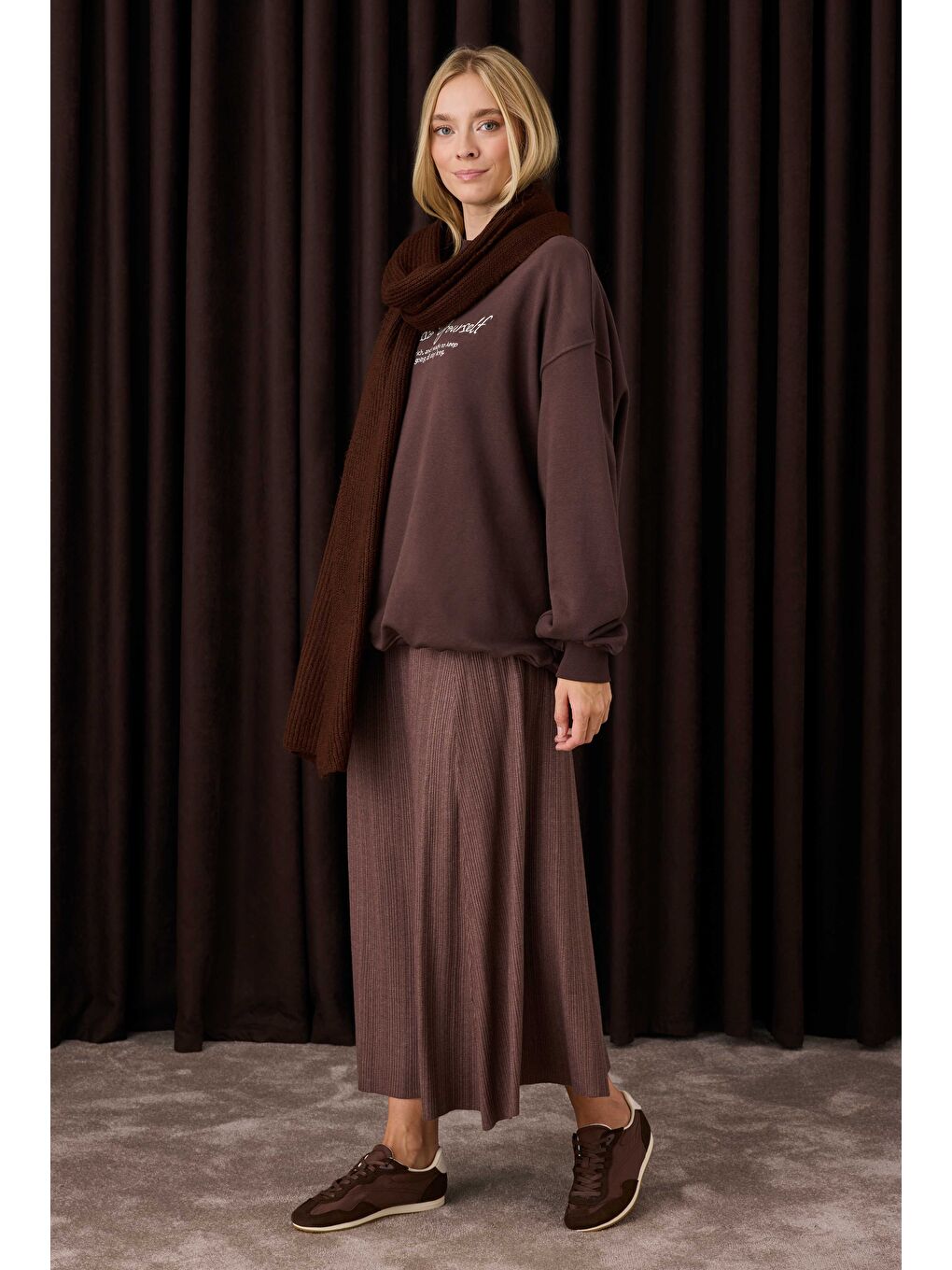 Kahverengi Fitilli Triko Etek Kahve-1