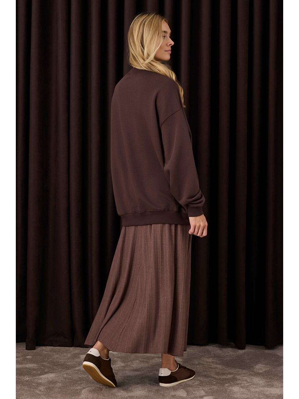 Kahverengi Fitilli Triko Etek Kahve-4