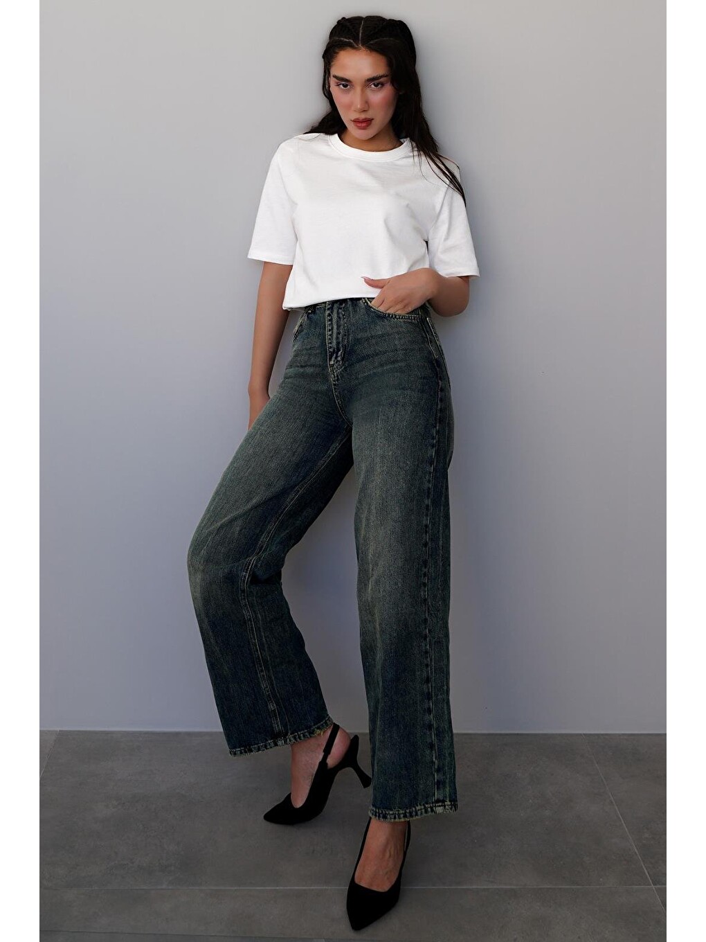 Beyaz %100 Pamuk Vatkalı Oversize Kadın T-shirt Mg2442-4