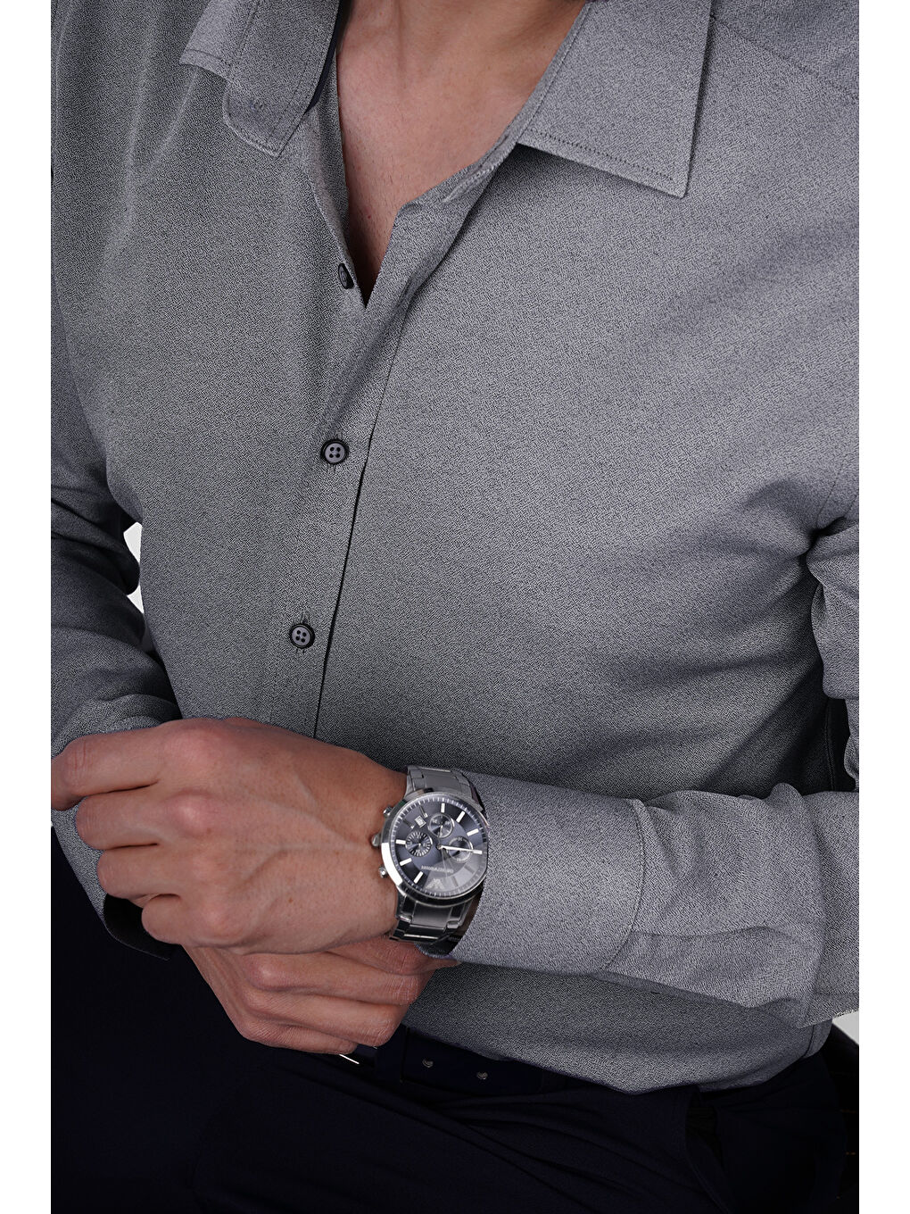 Taş Gri Slimfit Erkek Gömlek-2