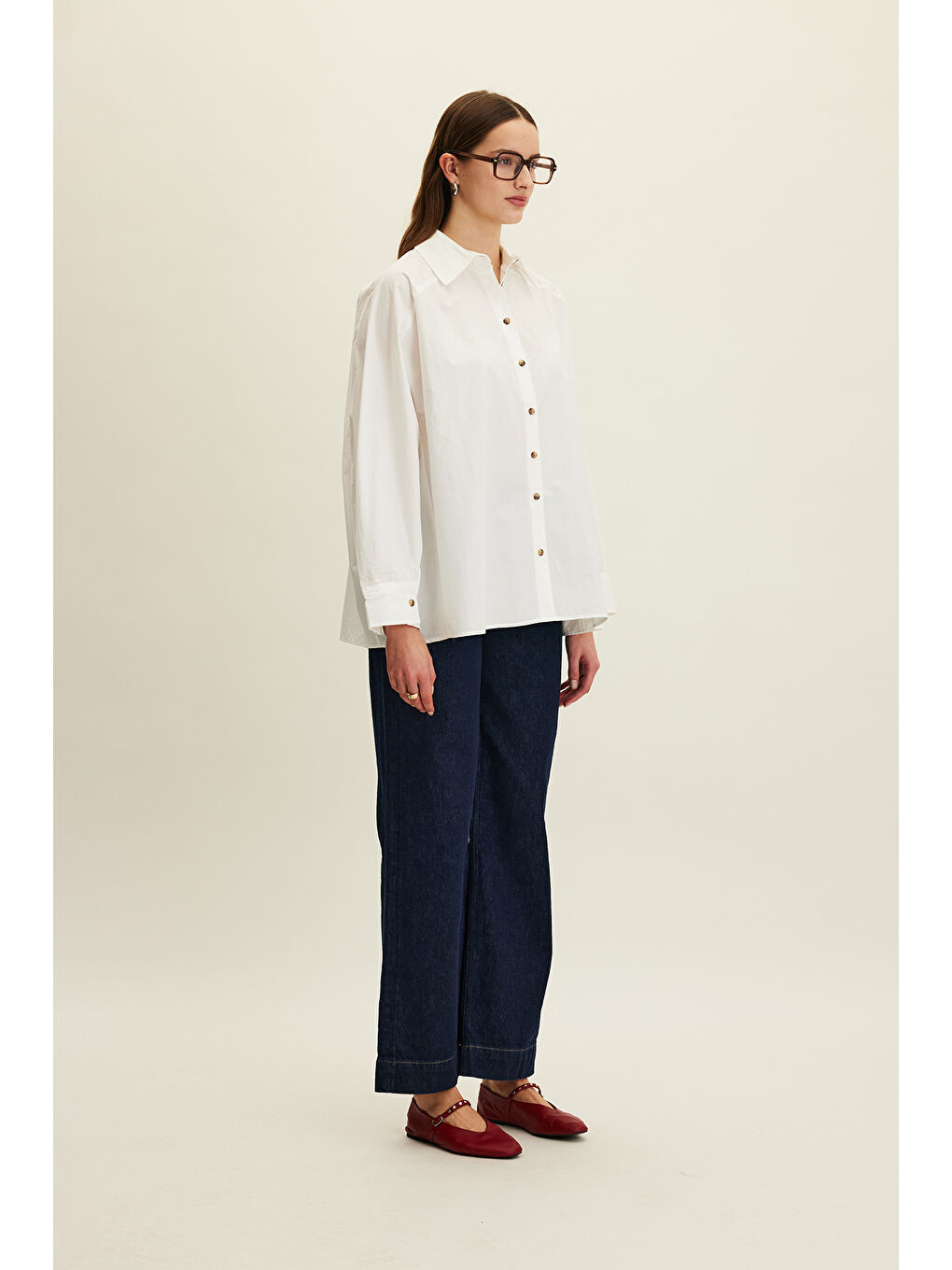 Geniş Kesim Premıum Gömlek Ekru-2