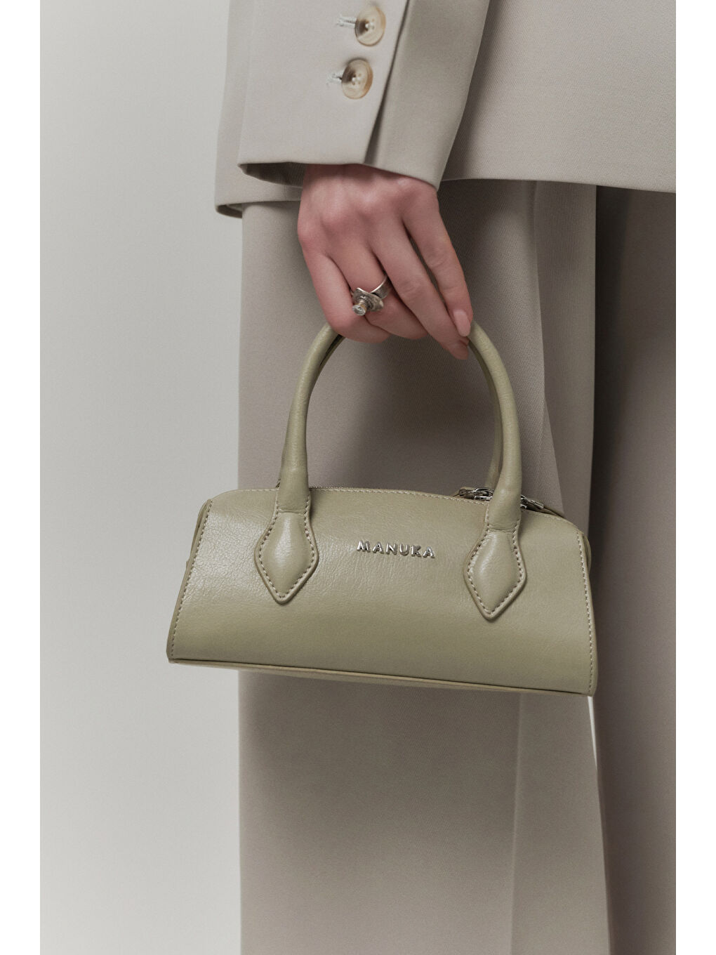 Deri Polo Mini Çanta Yeşil-1