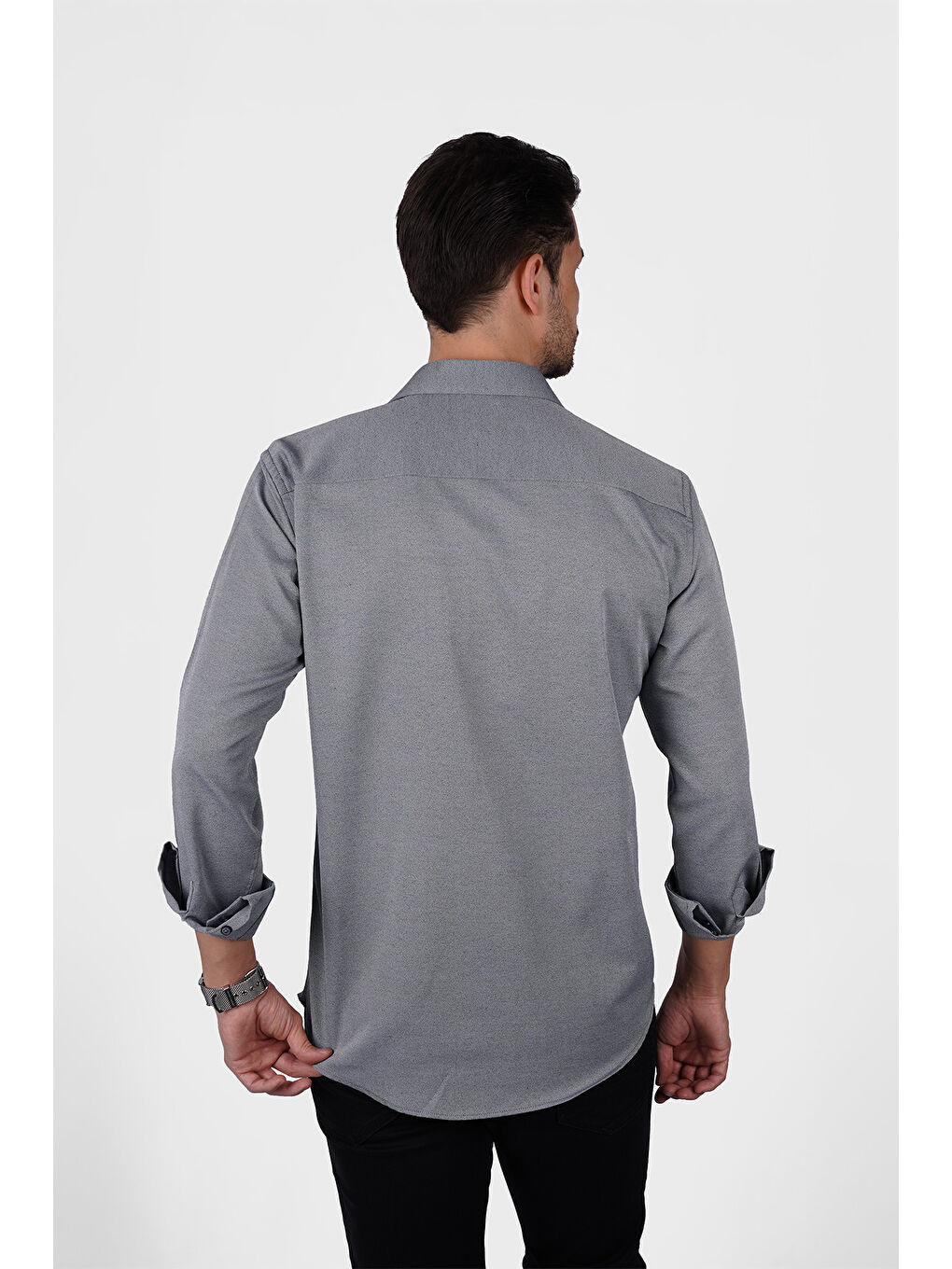 Taş Gri Slimfit Erkek Gömlek-6