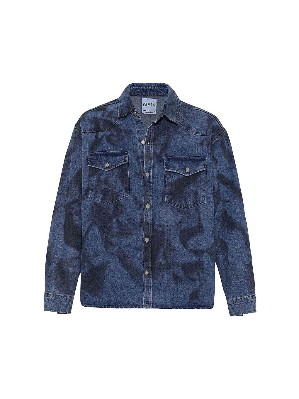 Yıkamalı Oversıze Denım Ceket Koyu Mavi-6