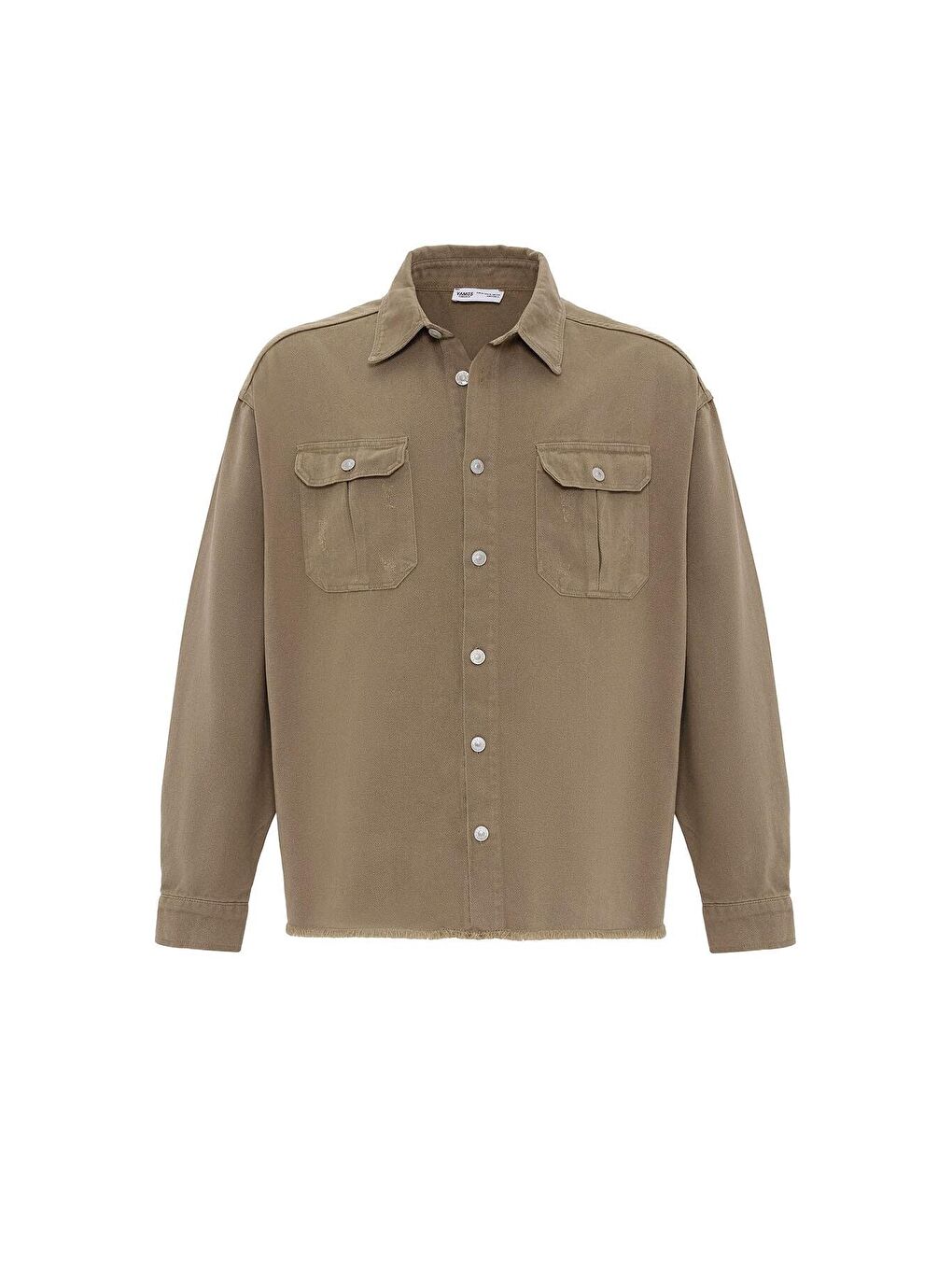 Bej Çift Cep Ve Yırtık Detaylı Oversıze Denım Ceket Vizon-6