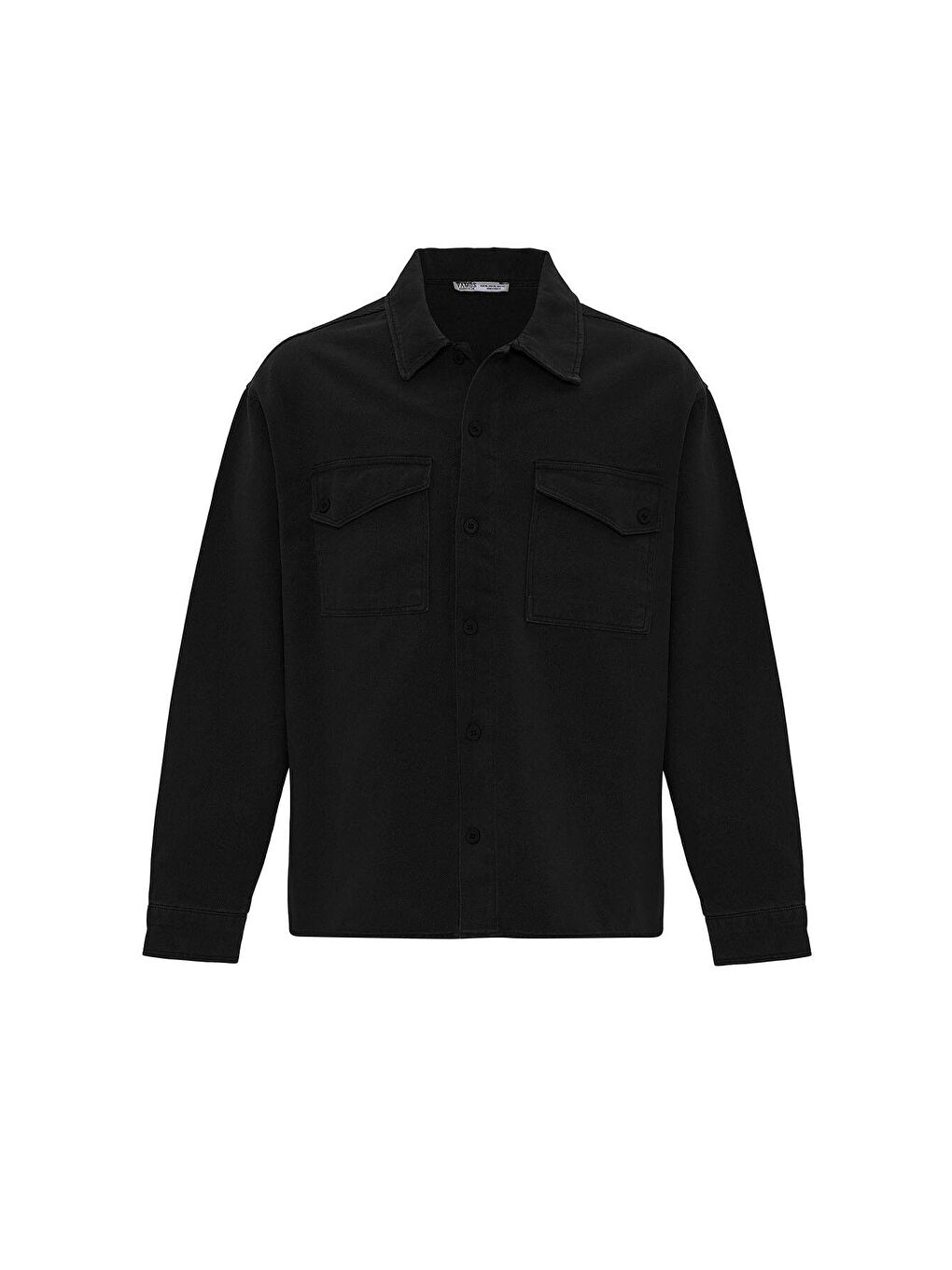 Çift Cep Detaylı Arka Baskılı Oversıze Denım Ceket Siyah-6