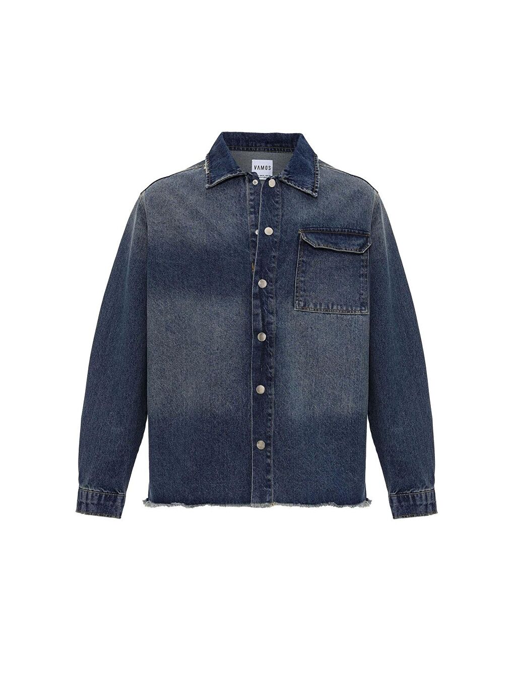 Basıc Oversıze Tek Cep Detaylı Denım Ceket Koyu Mavi-2