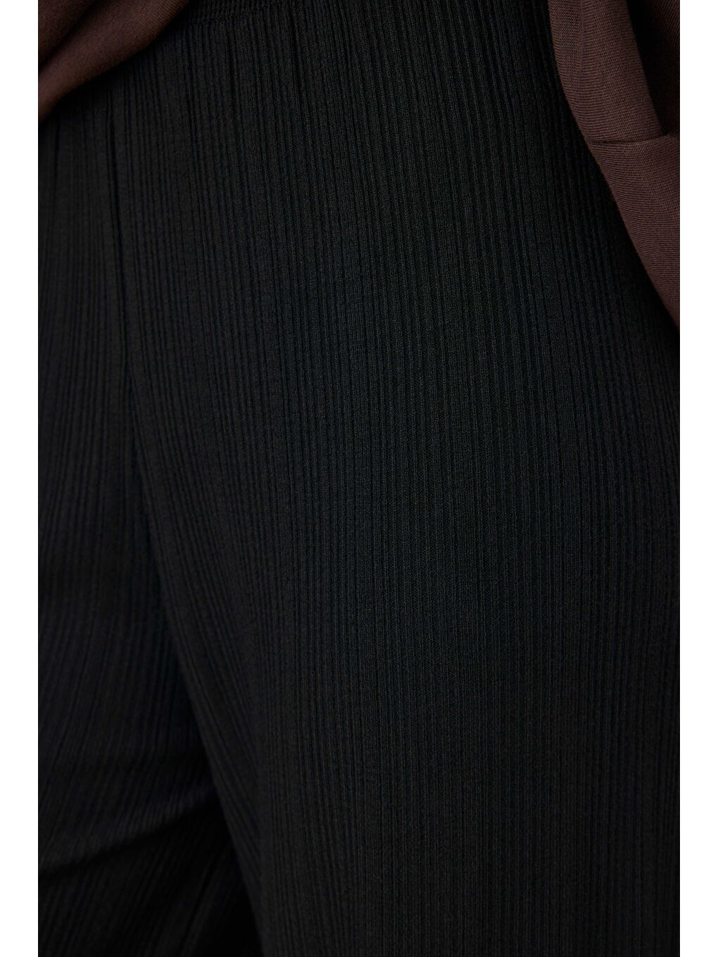 Şerit Detaylı Triko Pantolon Siyah-1