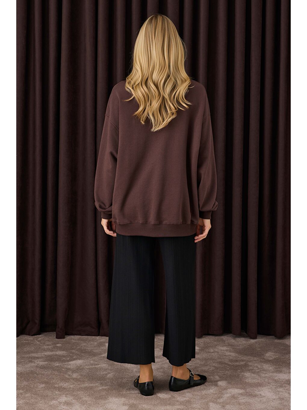 Şerit Detaylı Triko Pantolon Siyah-3