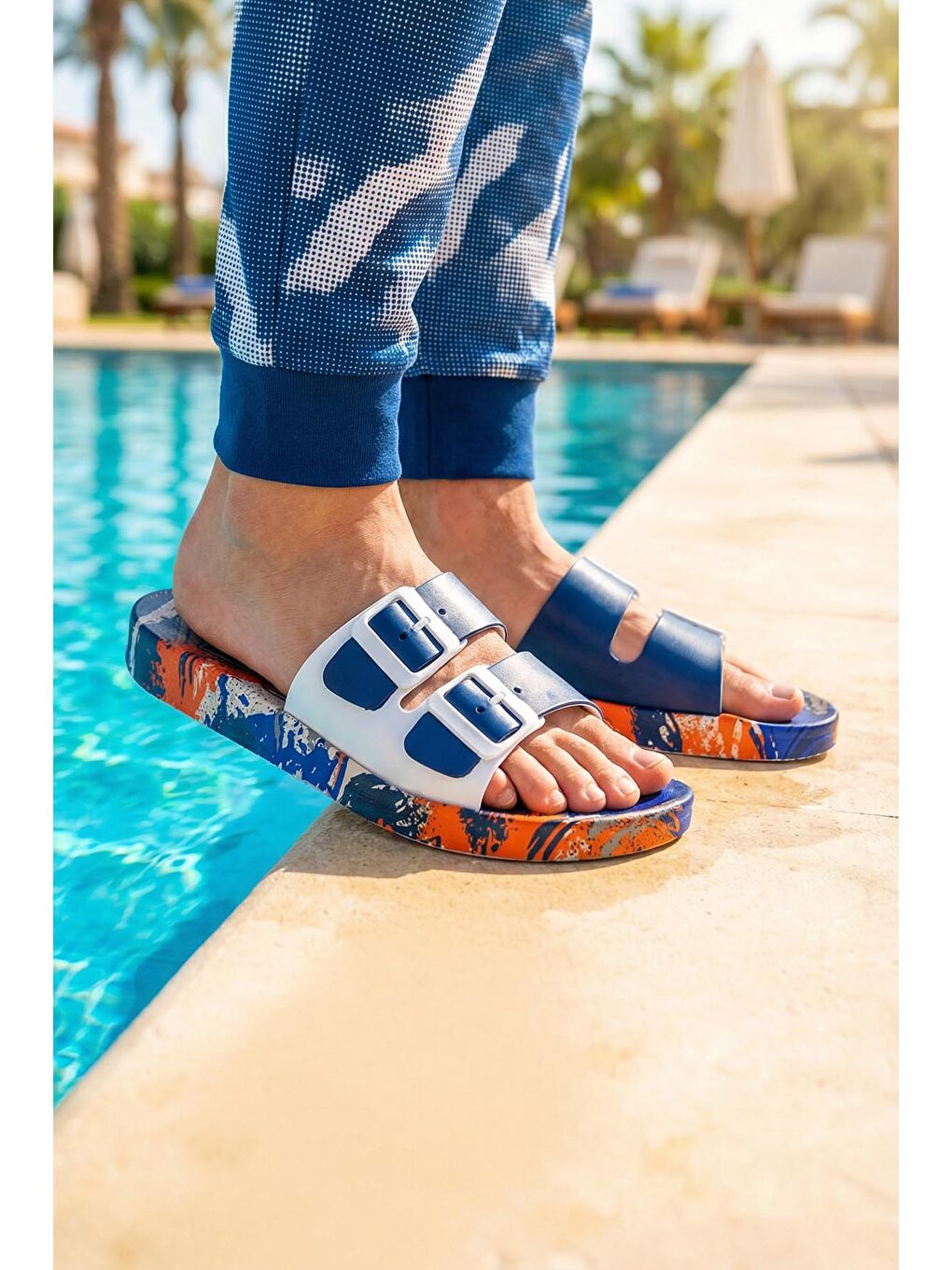 Lacivert Erkek Yazlık Rahat Taban Havuz Plaj Banyo Günlük Terlik