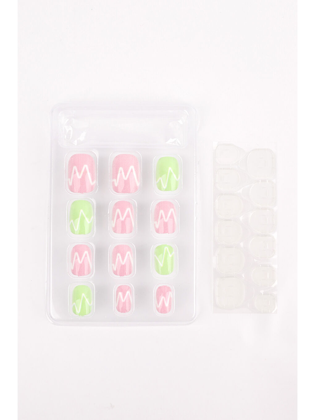 Mint Zigzag Desenli Kız Çocuk Takma Tırnak-1