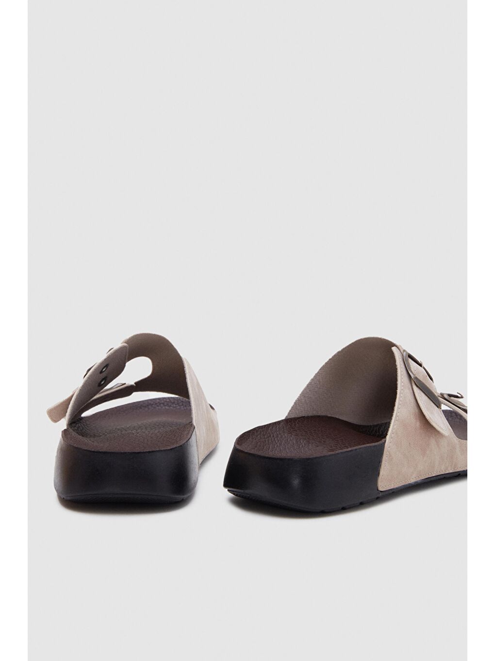 Twn Bej Çift Tokalı Terlik-1