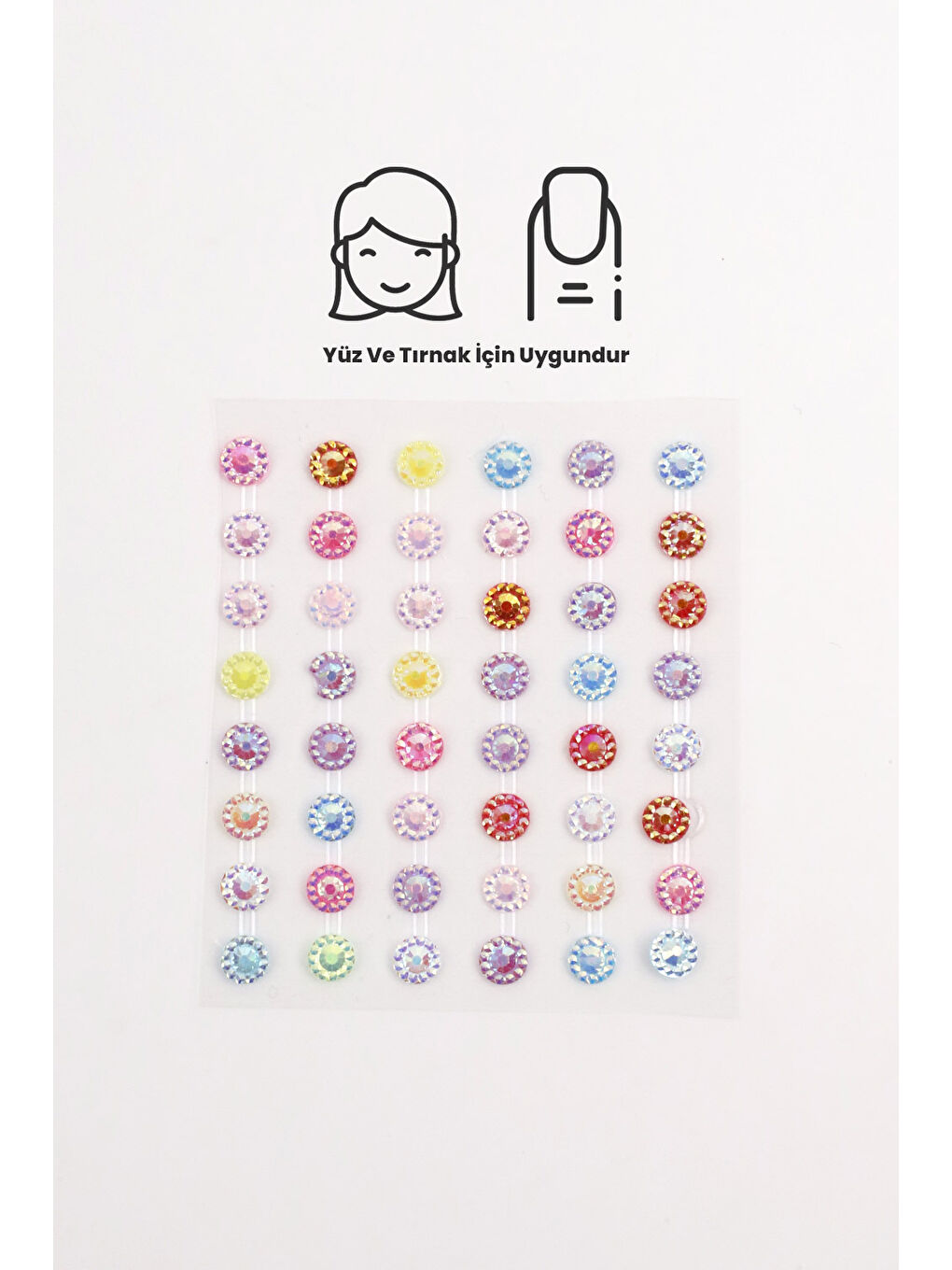 Çok Renkli Parlak Taşlı Yüz ve Tırnak Sticker-1