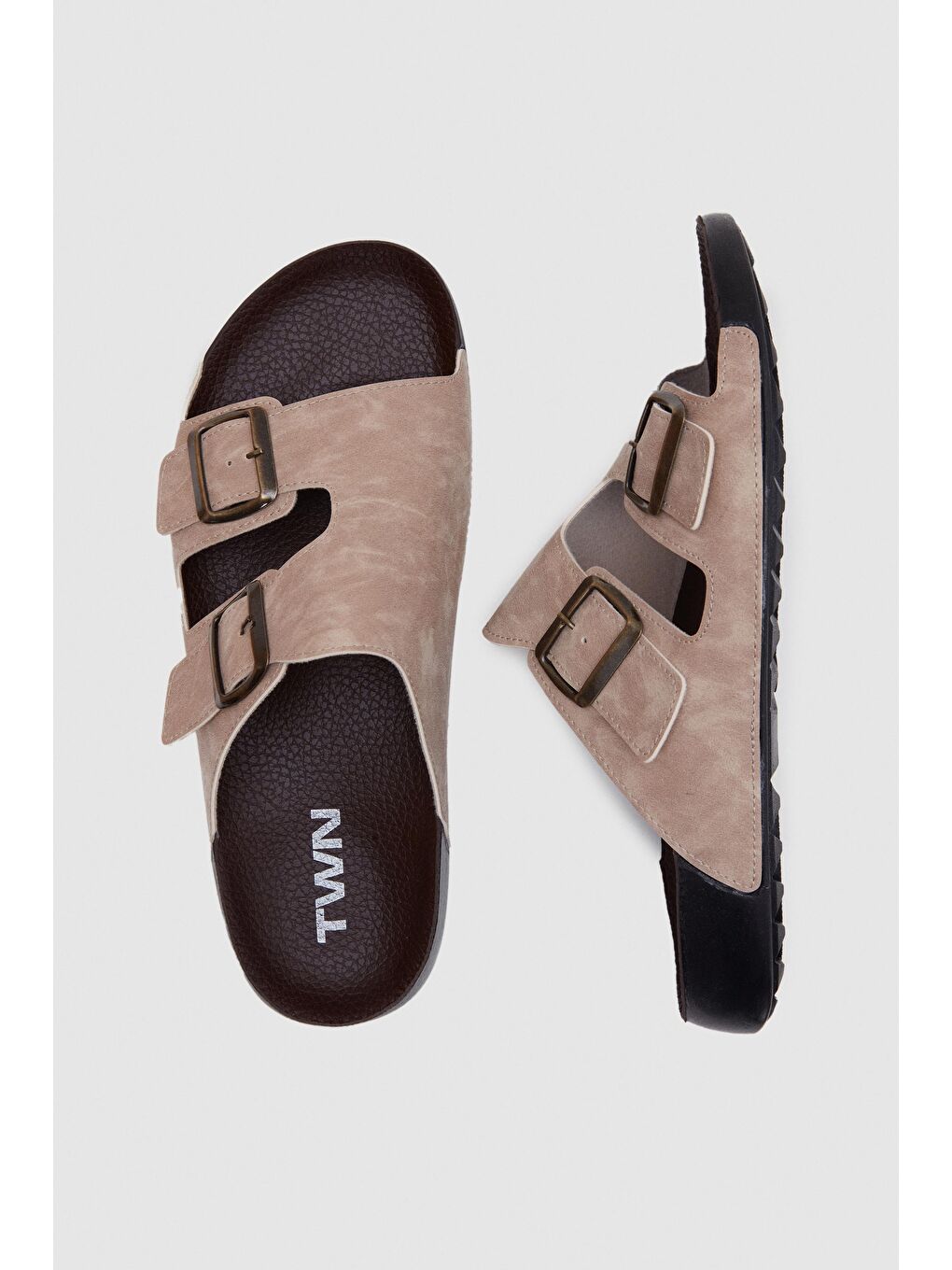 Twn Bej Çift Tokalı Terlik-3