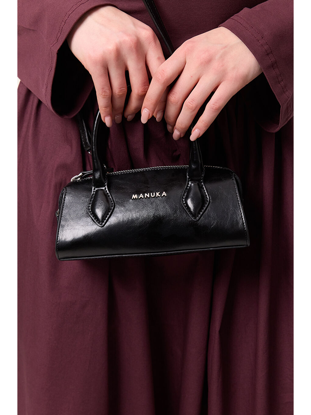 Deri Polo Mini Çanta Siyah