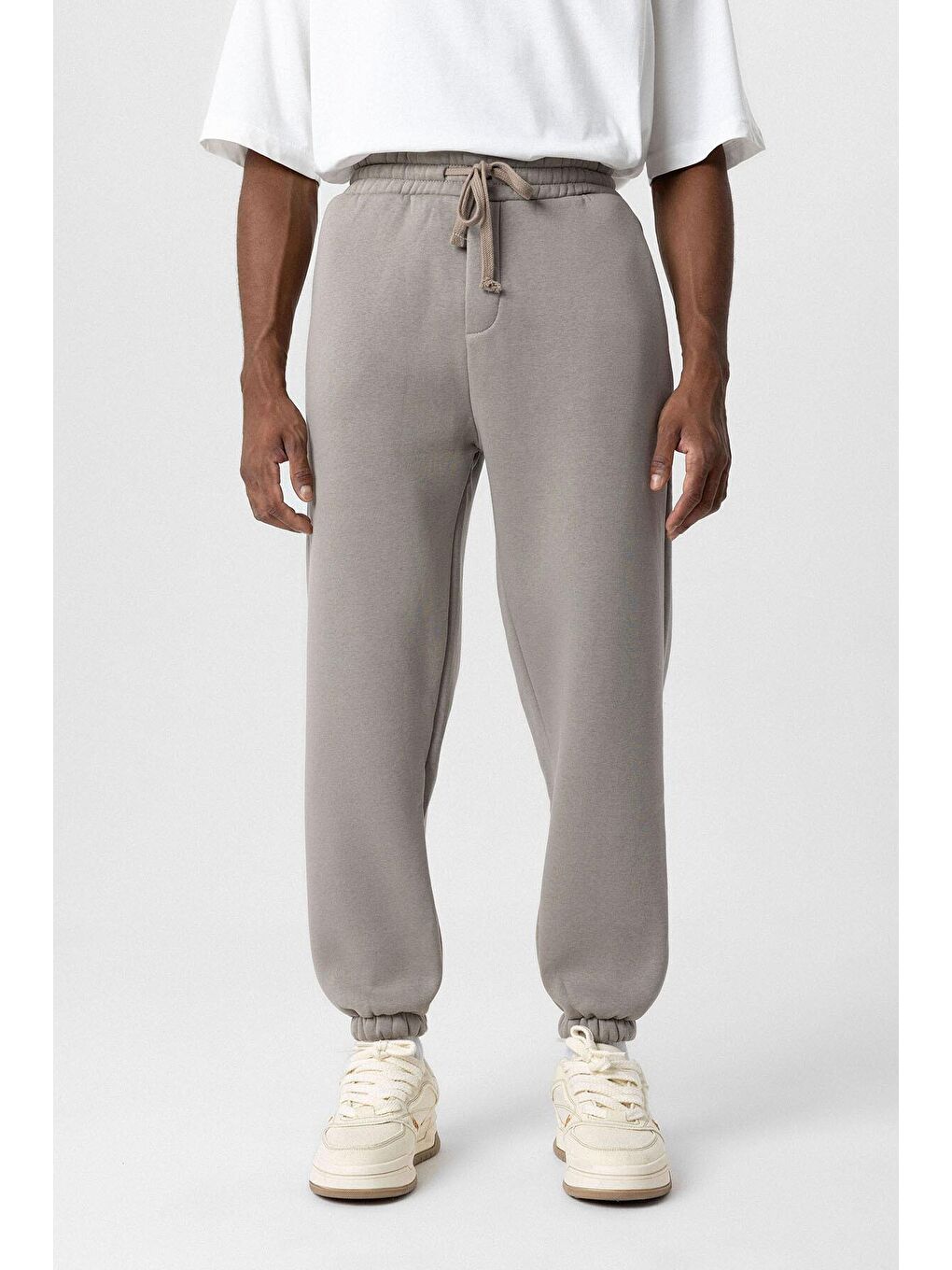 Bej Basic Oversize  Jogger Erkek Jogger Eşofman Altı